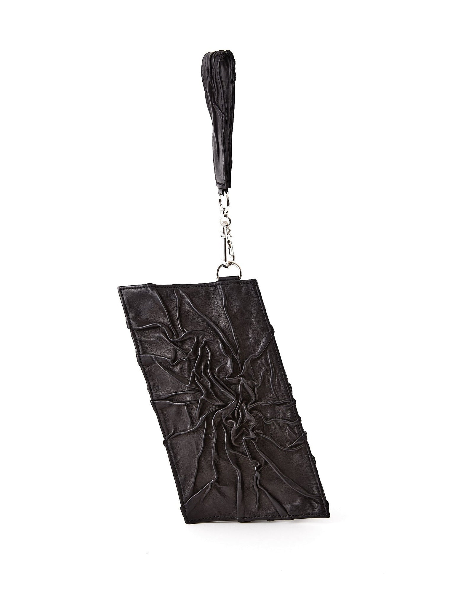 NOAM Textured Clutch, front clutch with wrist strap view