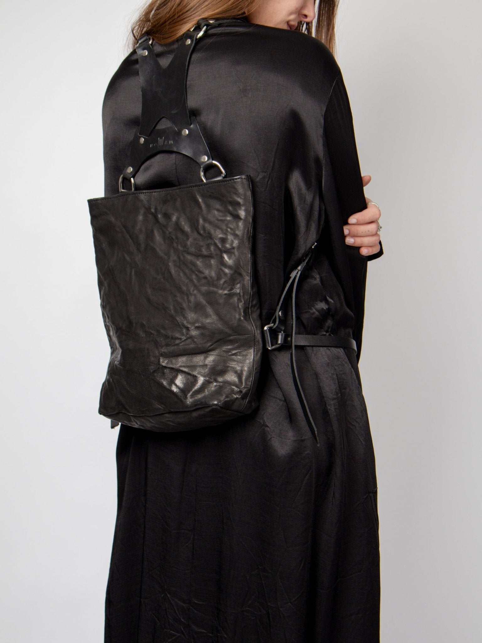 NOAM Oyster Backpack, backpack worn on back styling view