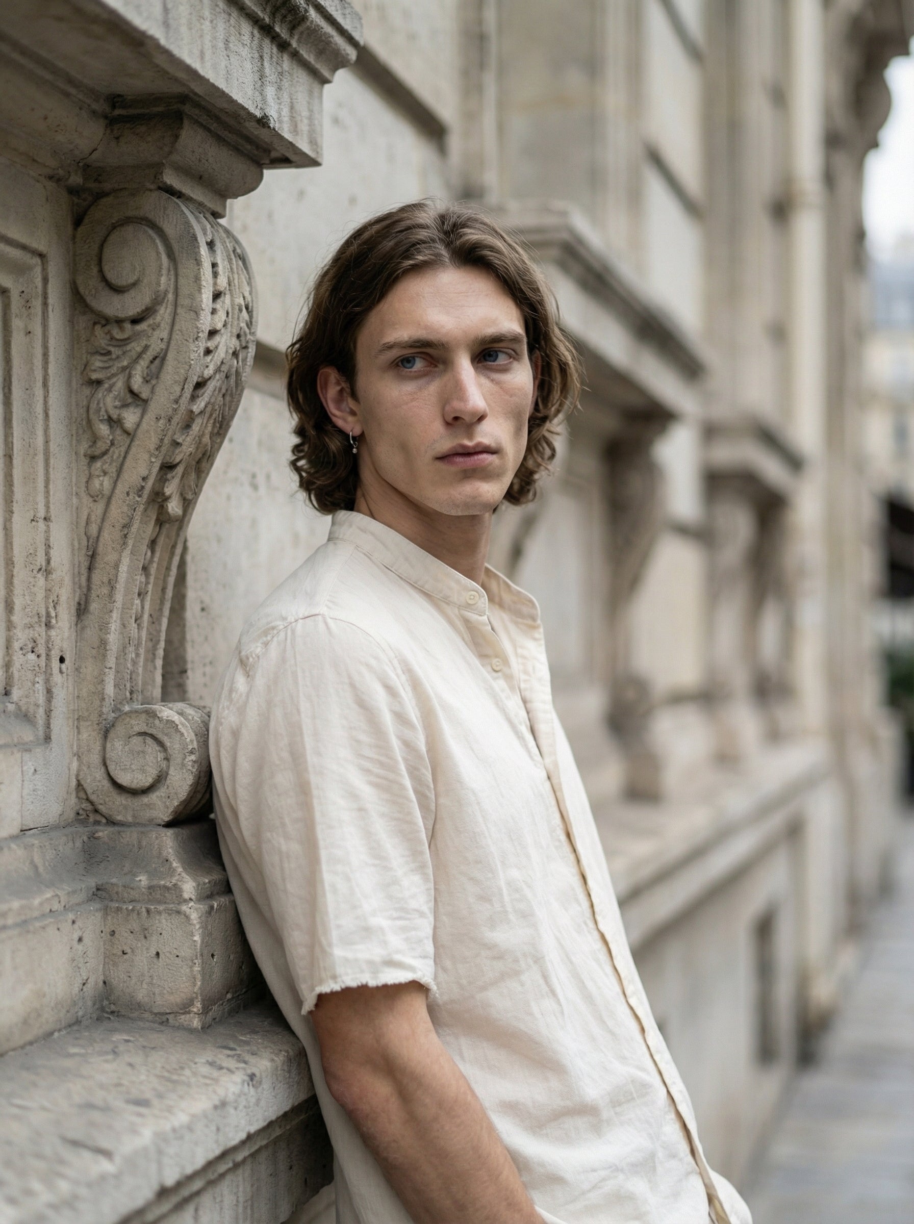 DAUB - COTTON SHIRT - Three Quarter - Detail Focus