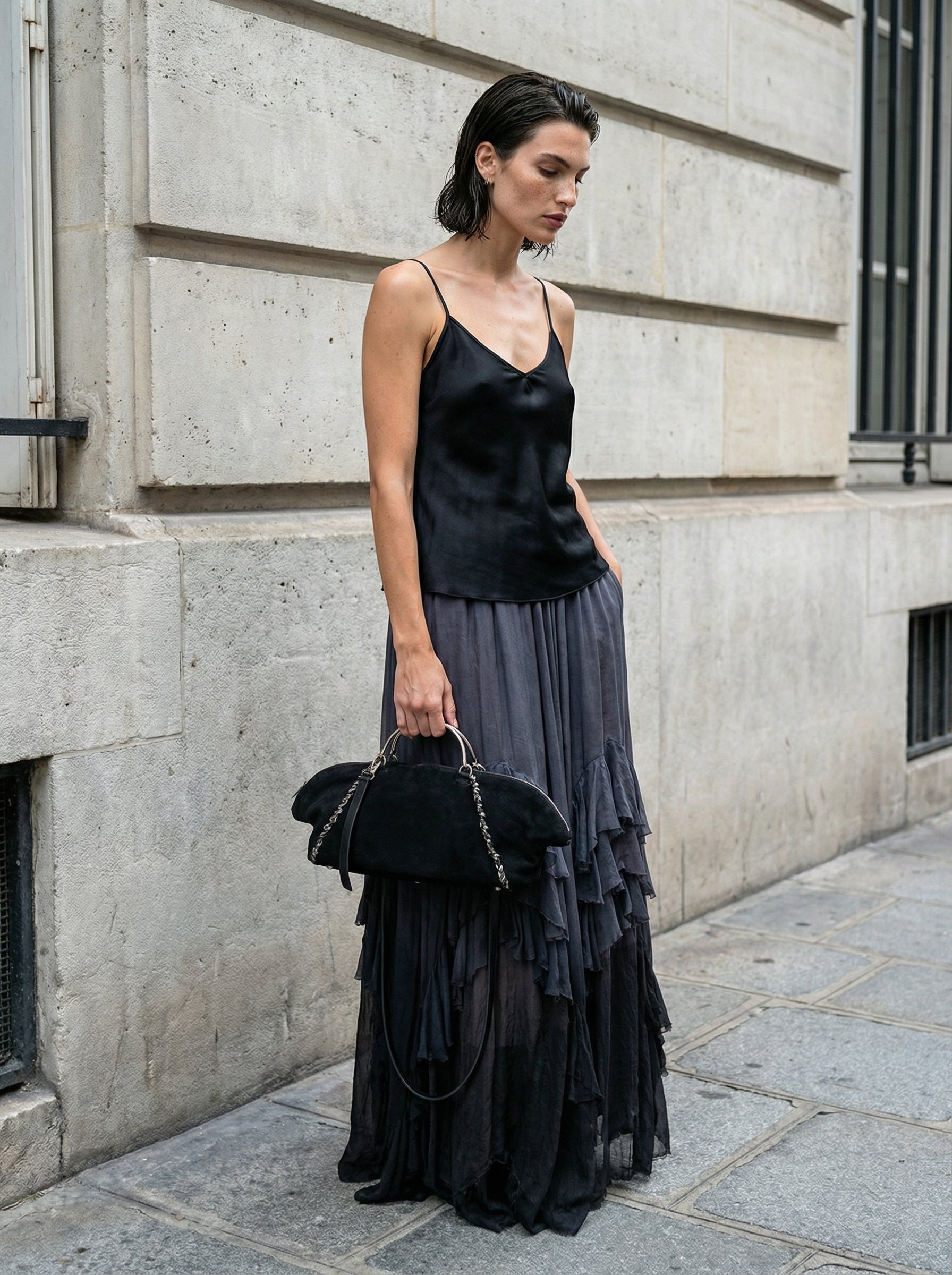 DANIELE BASTA - Nubuck Bag - Full Body - Standing Pose