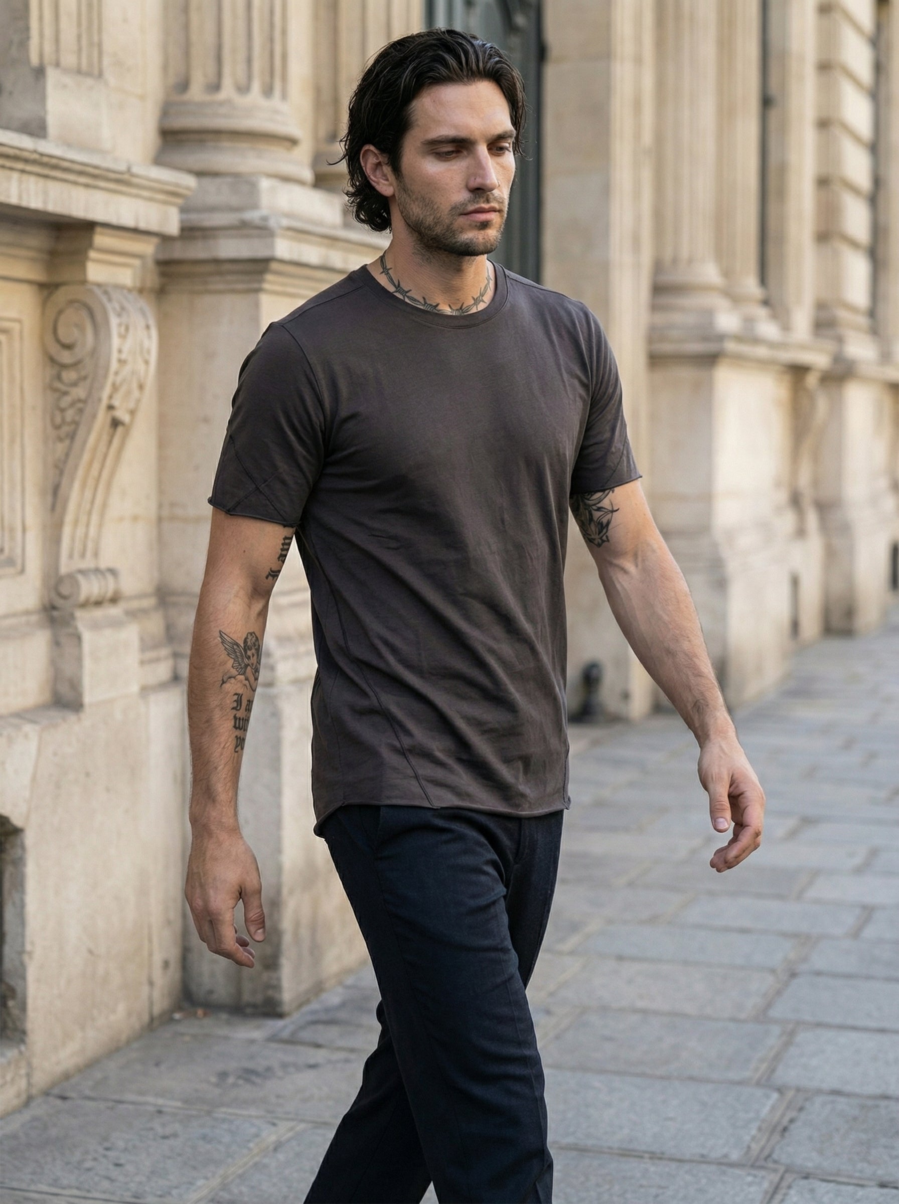 THOM KROM - Round Neck T-shirt - Full Body - Walking Motion