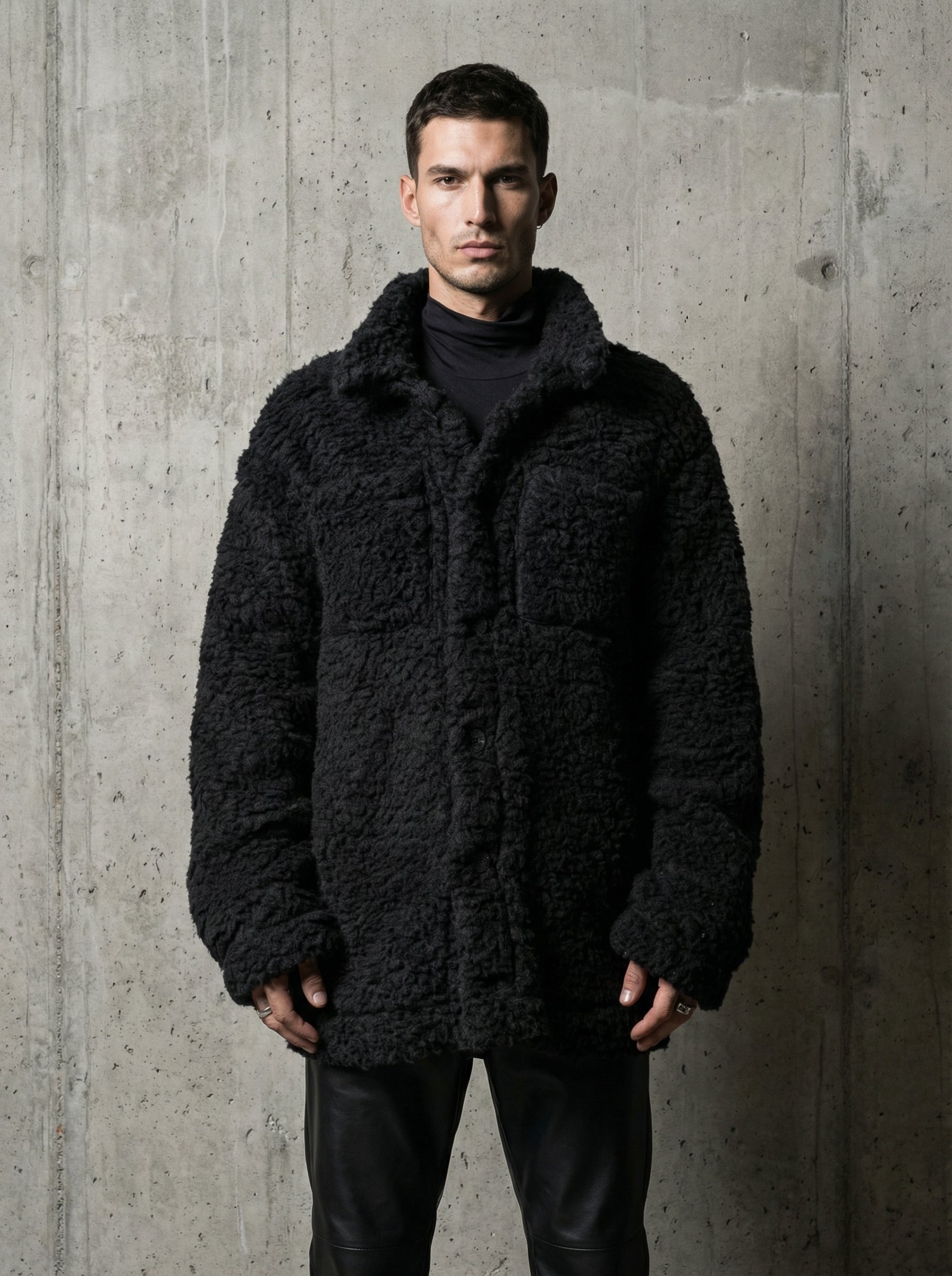 NOSTRA SANTISSIMA - Wool Blend Textured Coat - Editorial Full Look