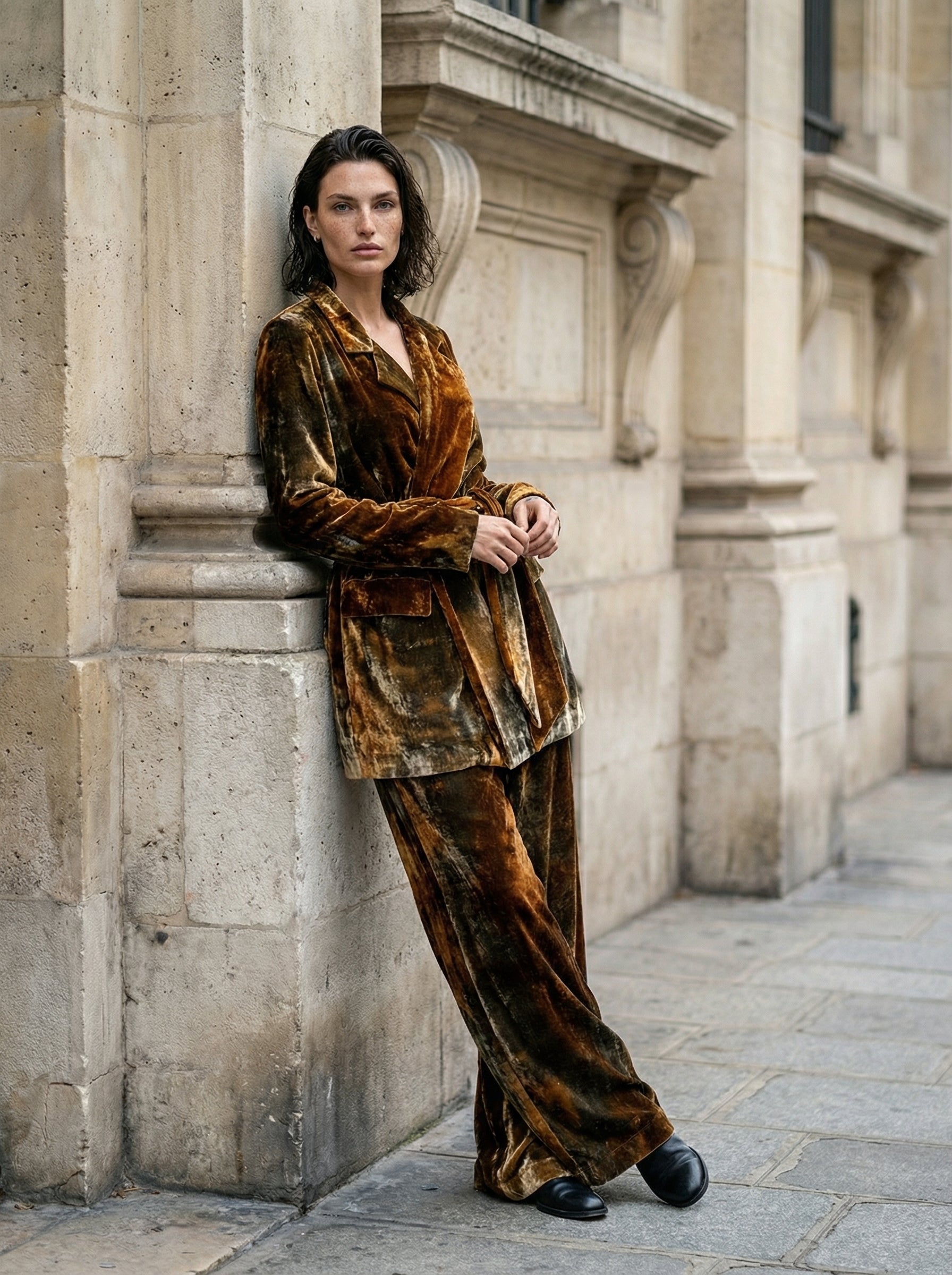 NOSTRA SANTISSIMA - Velvet Wrap Jacket - Three Quarter - Detail Focus