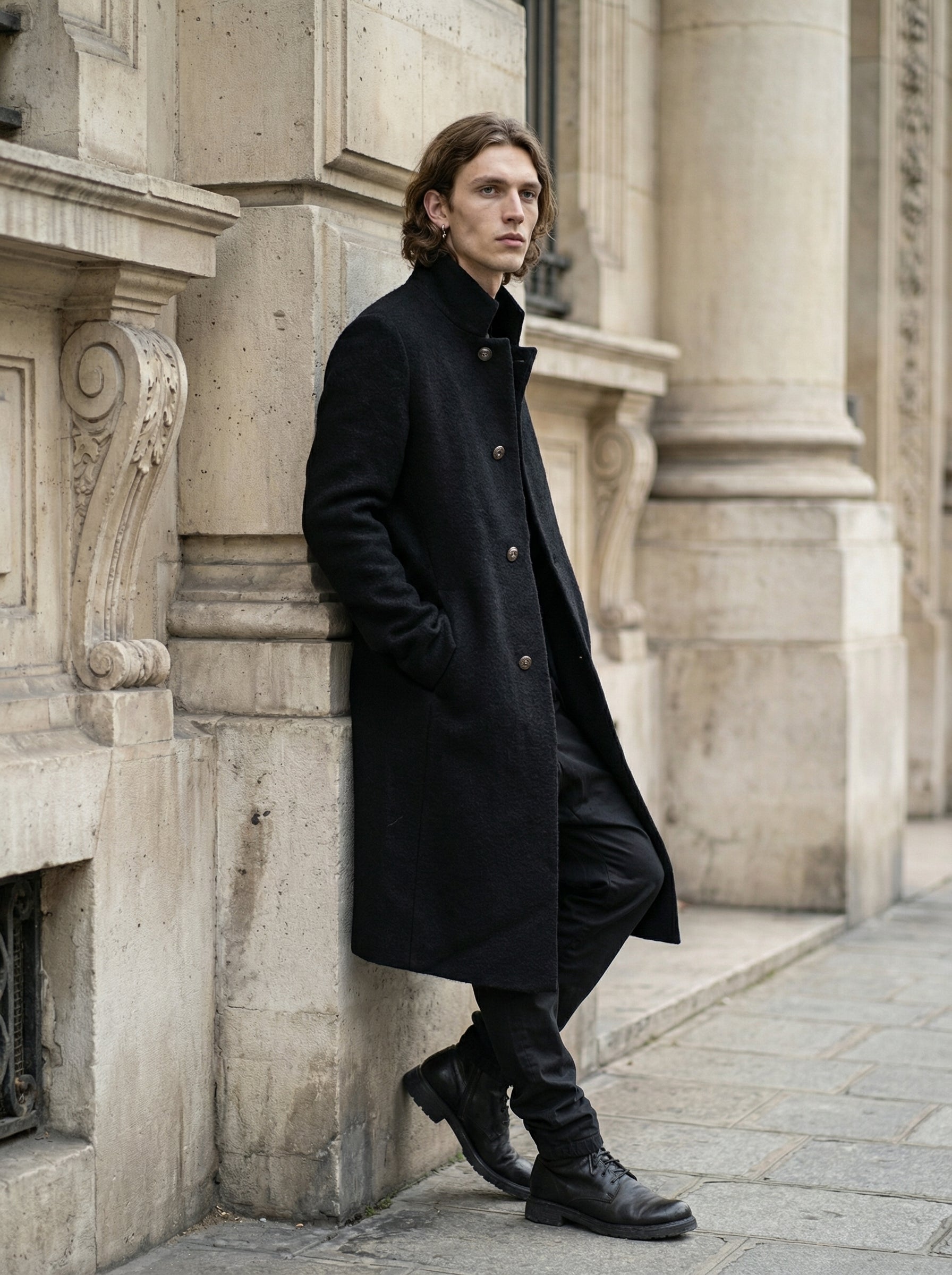 ISAAC SELLAM - Deglingue Long Wool Coat - Three Quarter - Detail Focus
