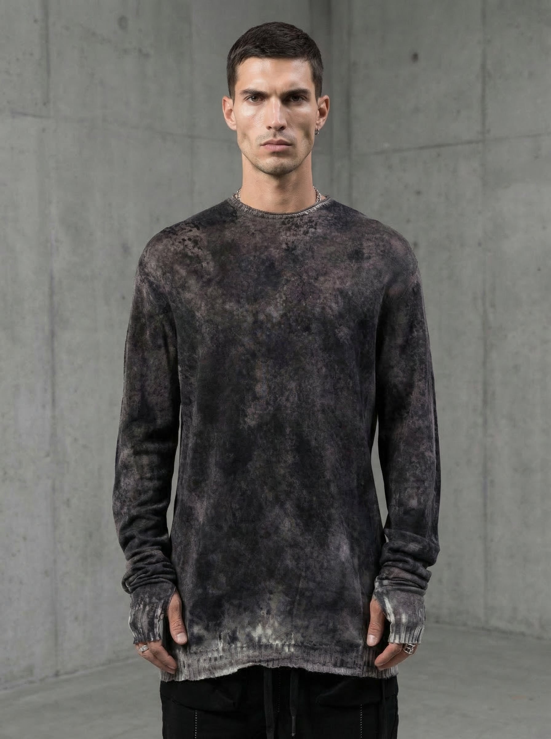 MD75 - Light Wool Knit with Sponged Dyeing - Editorial Full Look