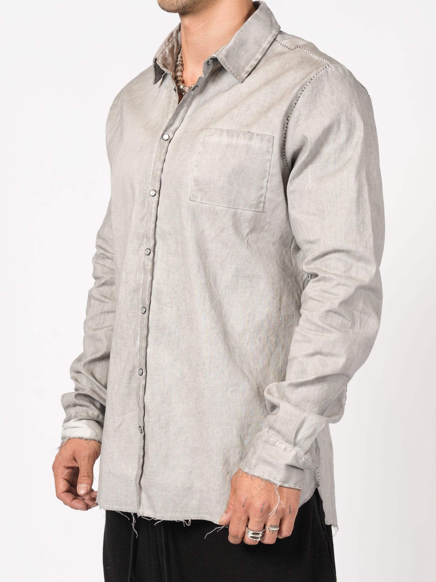 Distressed Linen Blend Shirt - INN7