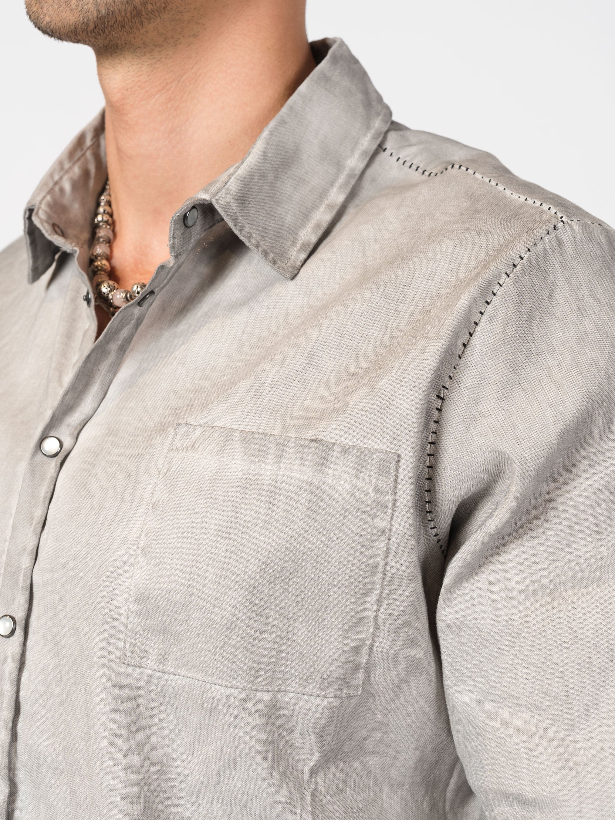 Distressed Linen Blend Shirt - INN7