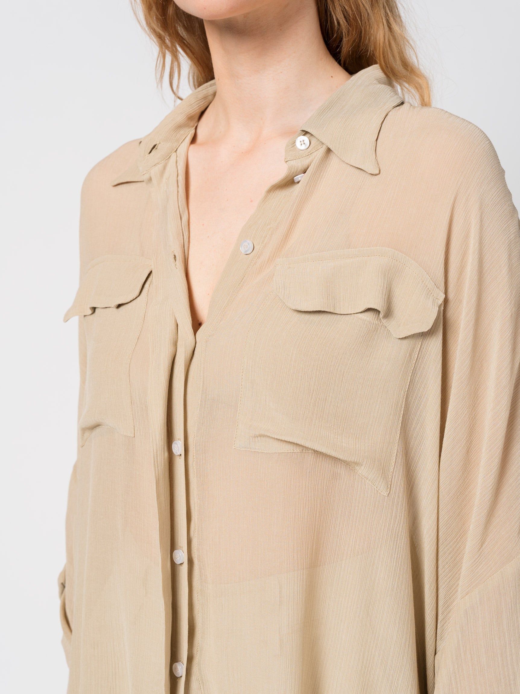 Sheer Relaxed Button-Up Shirt - INN7
