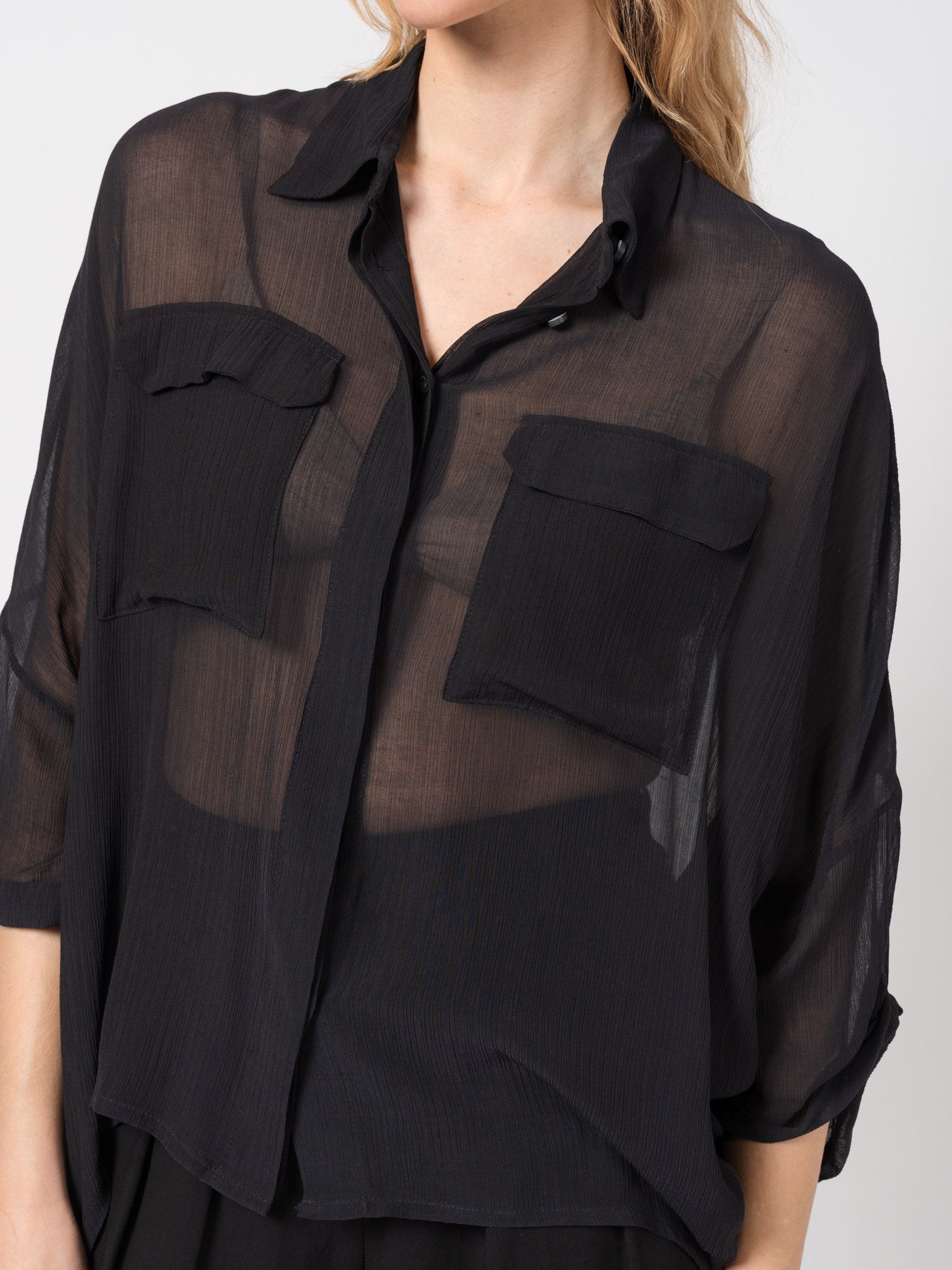 Sheer Button-Up Shirt - INN7