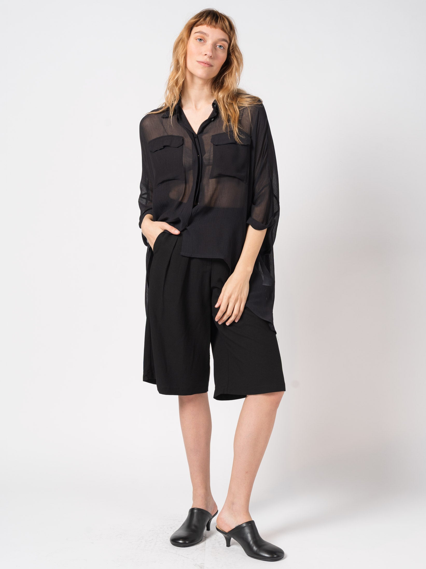 Sheer Button-Up Shirt - INN7