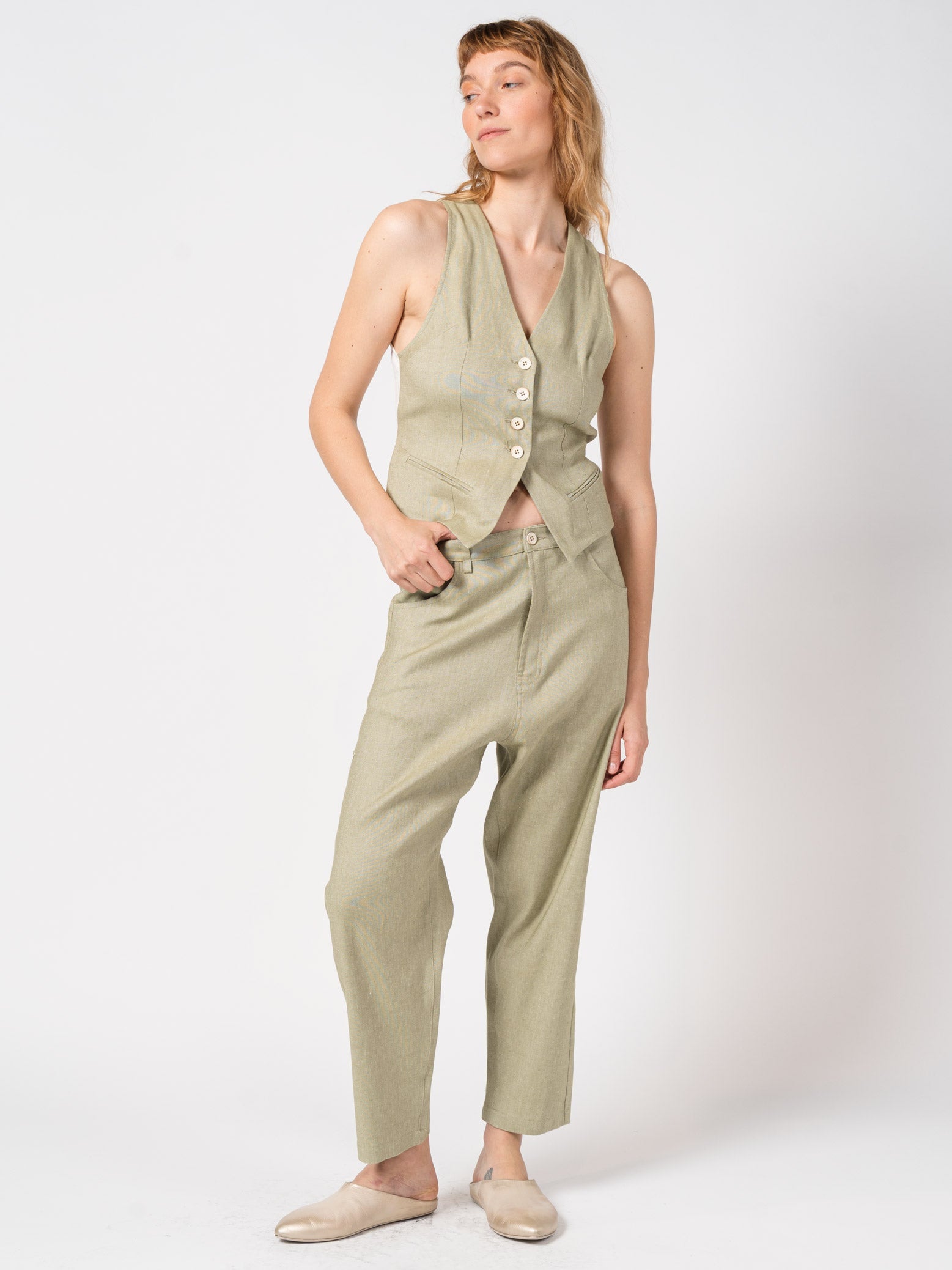 Tapered Linen-Blend Trousers - INN7