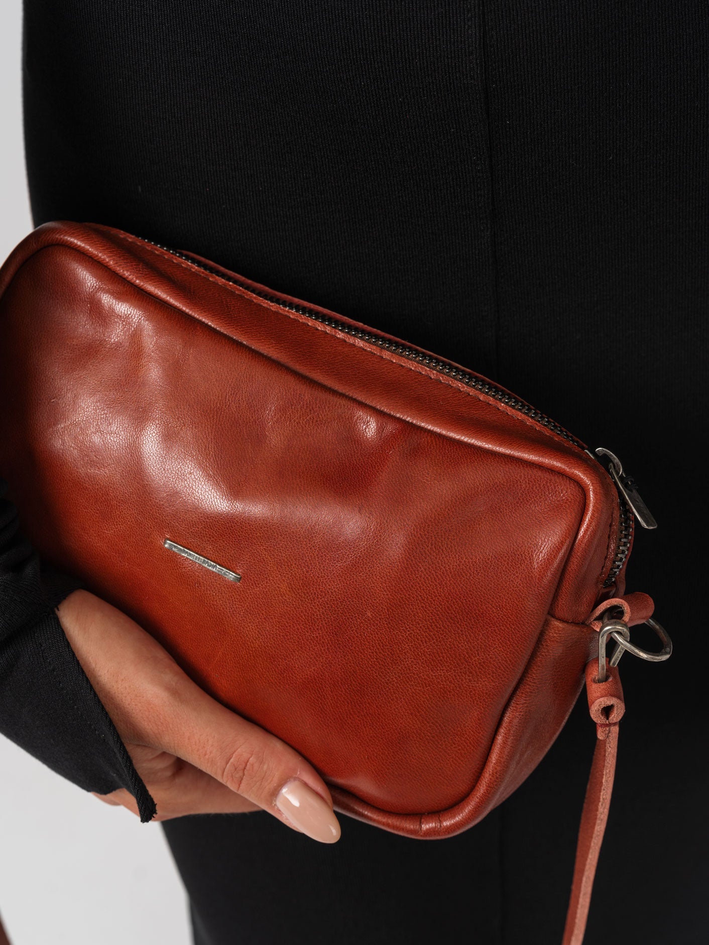 Crossbody Bag with Silver Leaves Embroidery - INN7