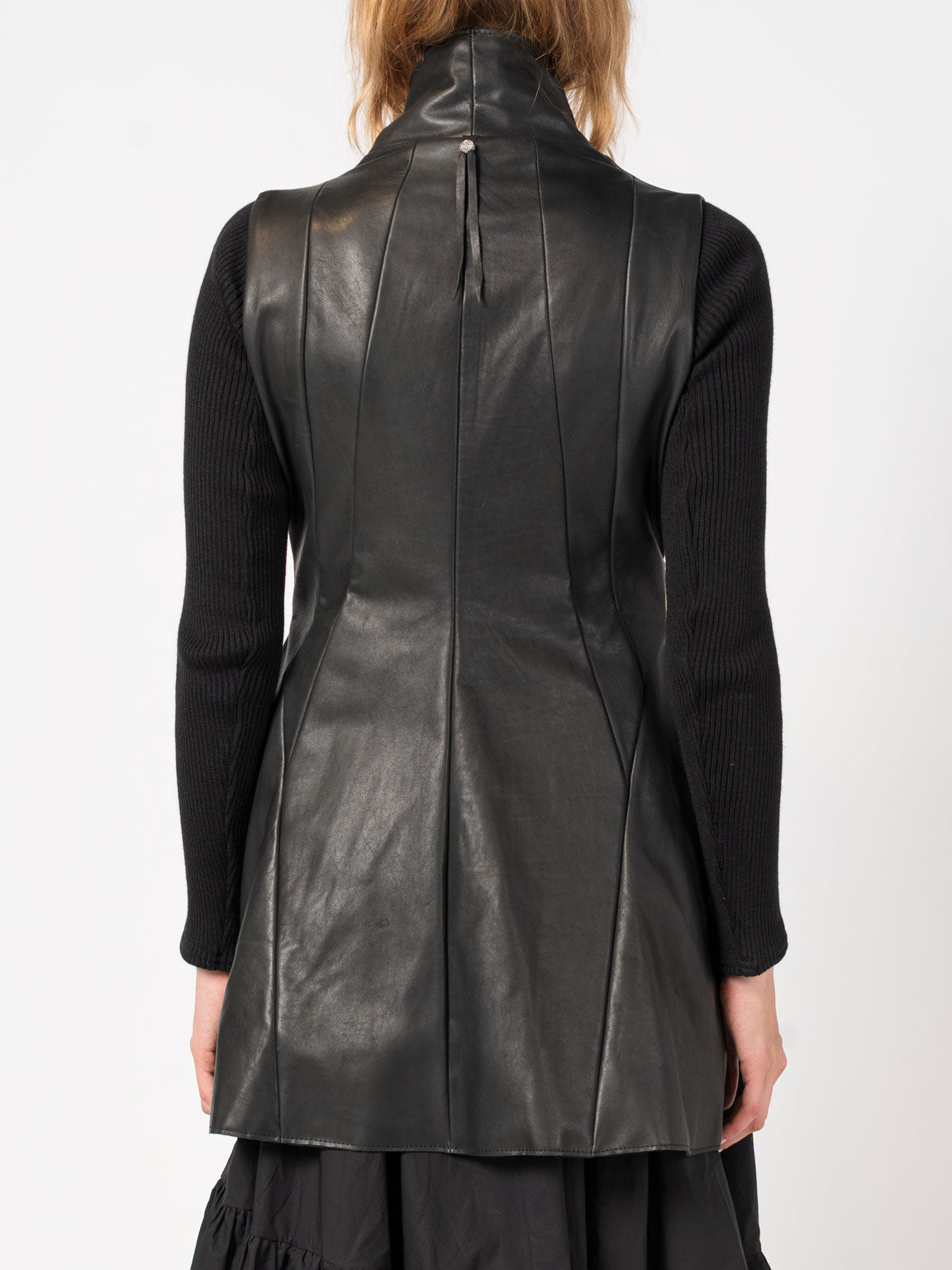 Leather Vest with Wool Sleeves - INN7
