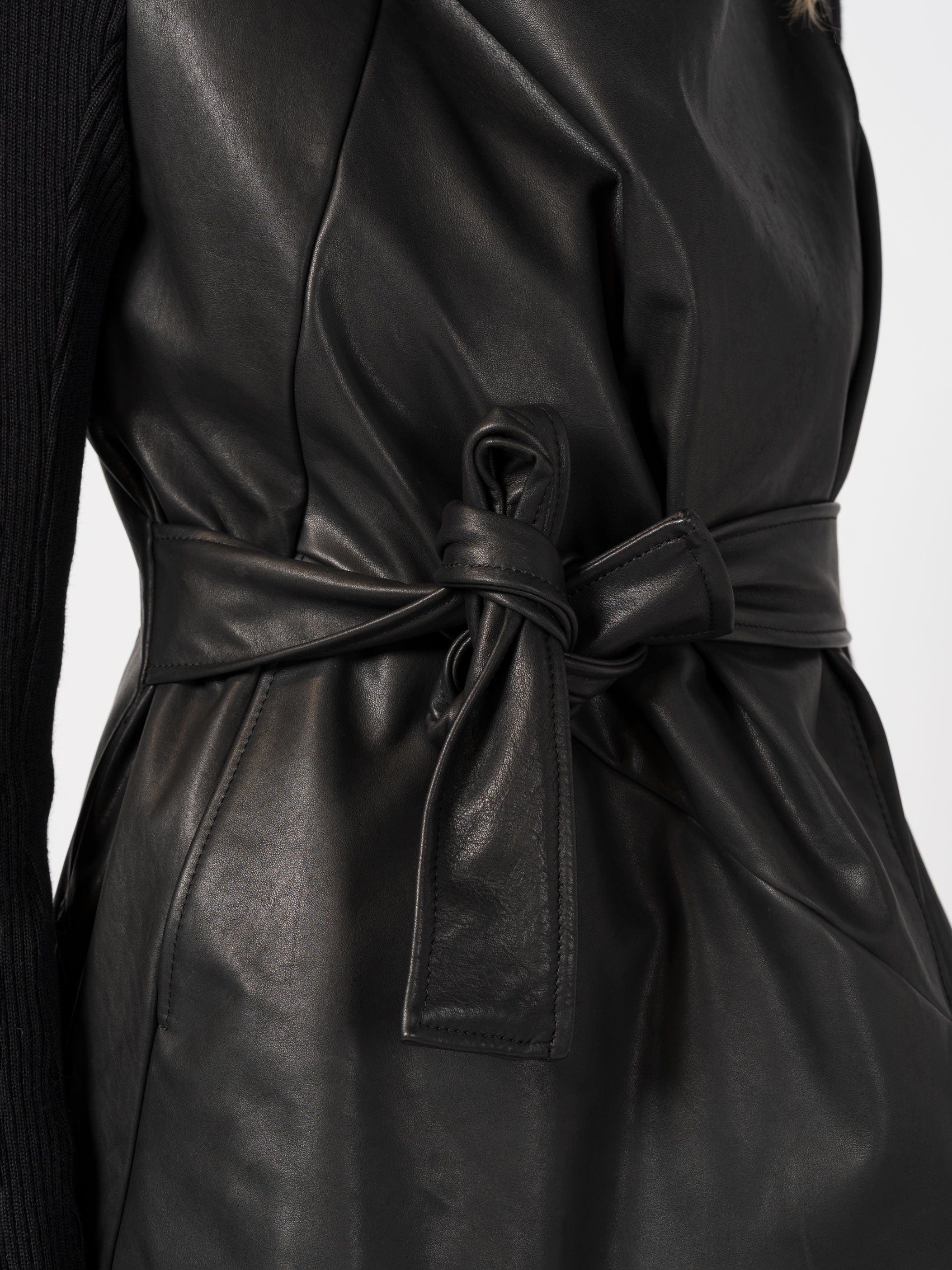 Leather Vest with Wool Sleeves - INN7