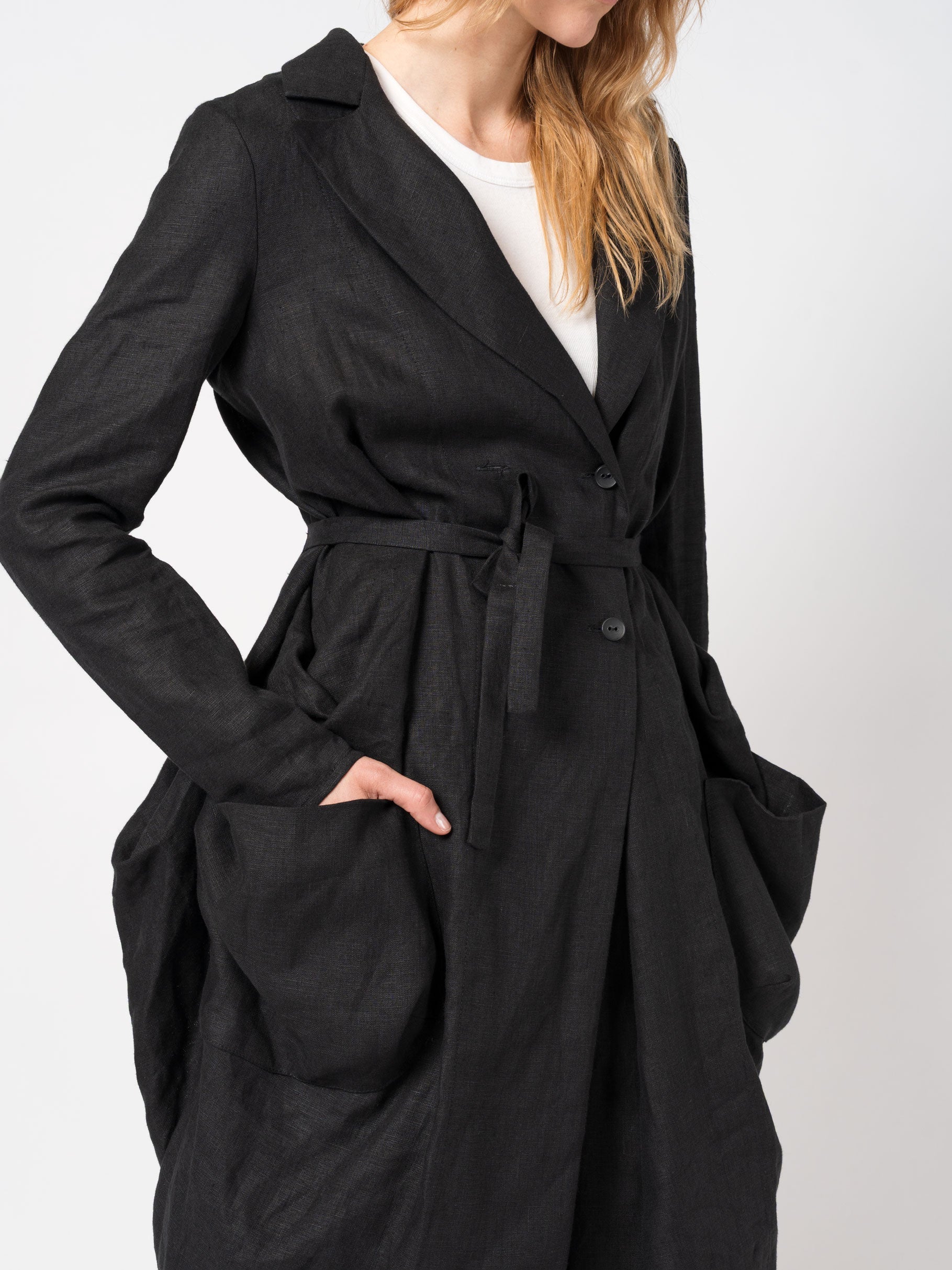 Linen Belted Coat - INN7