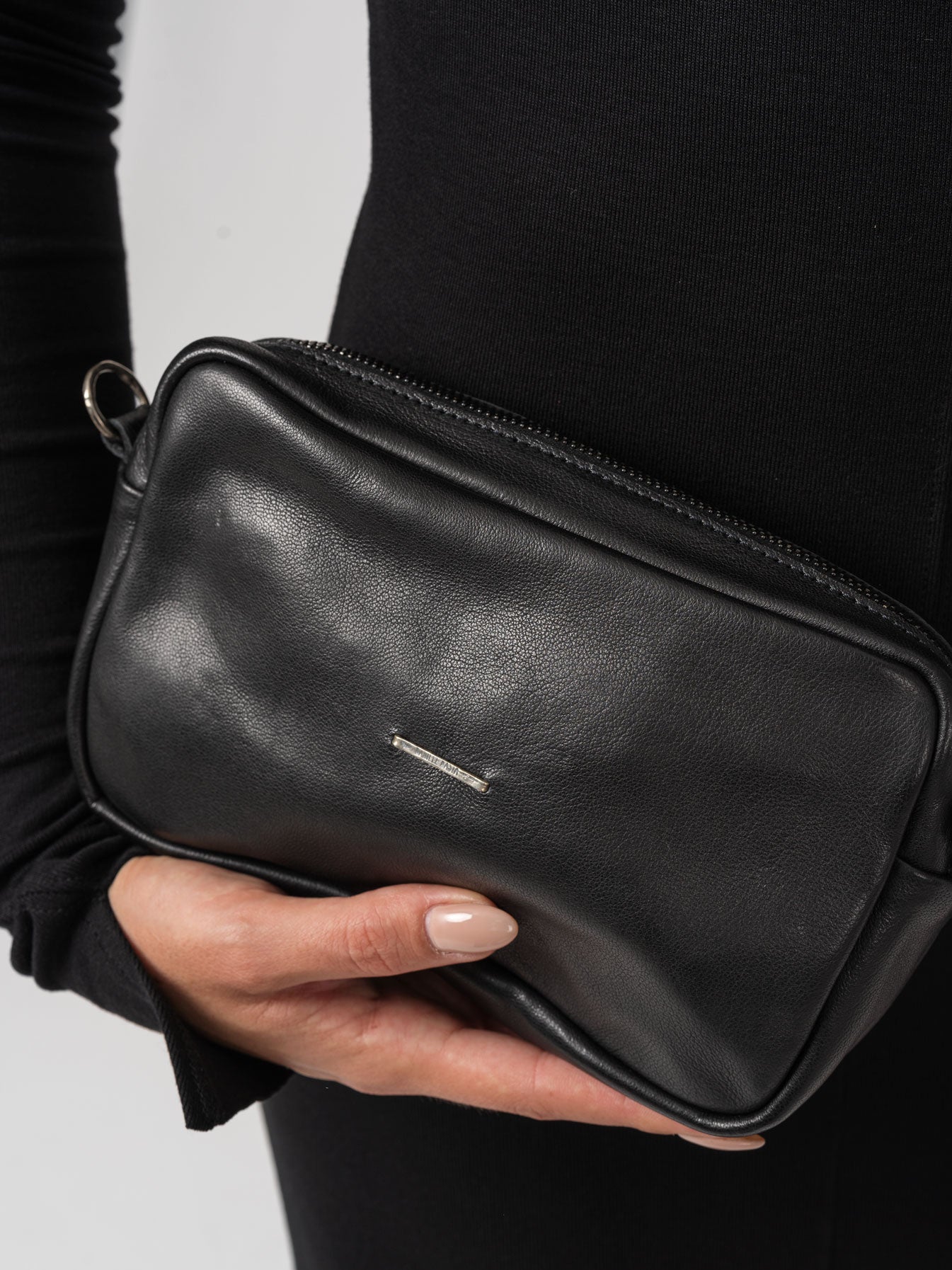 Crossbody Bag with Silver Leaves Embroidery - INN7