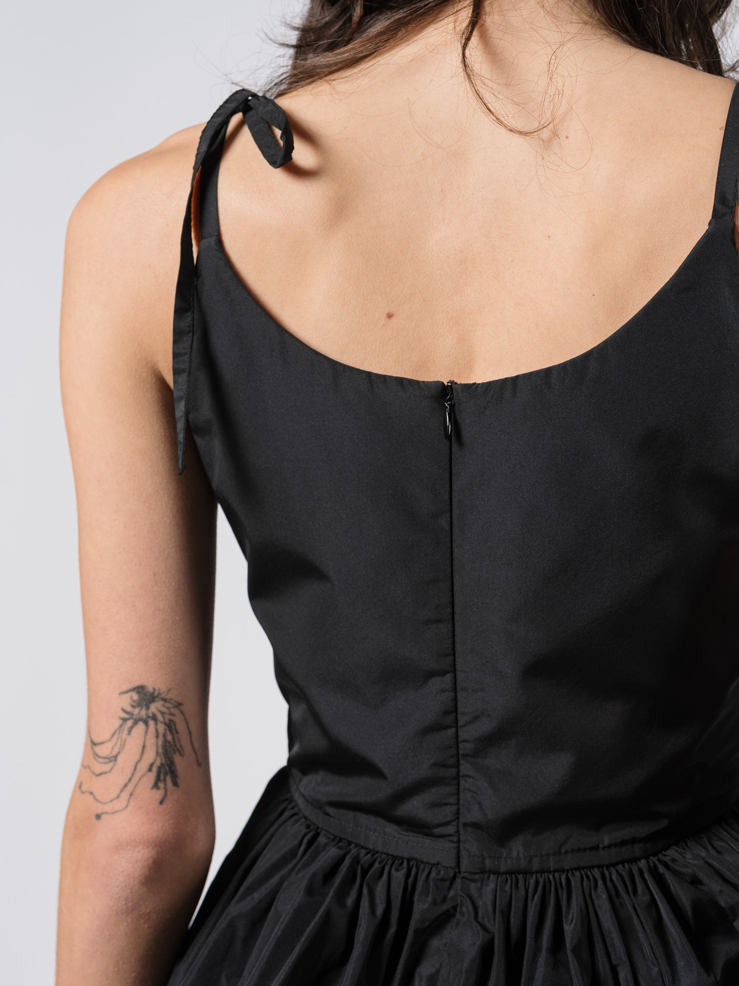 Tie-Strap Silk Taffeta Balloon Dress