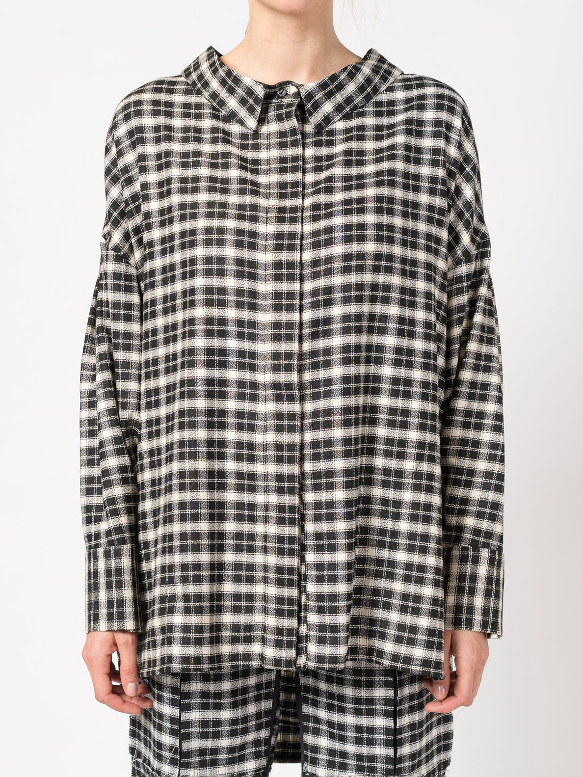 Oversized Plaid Cotton Shirt - INN7