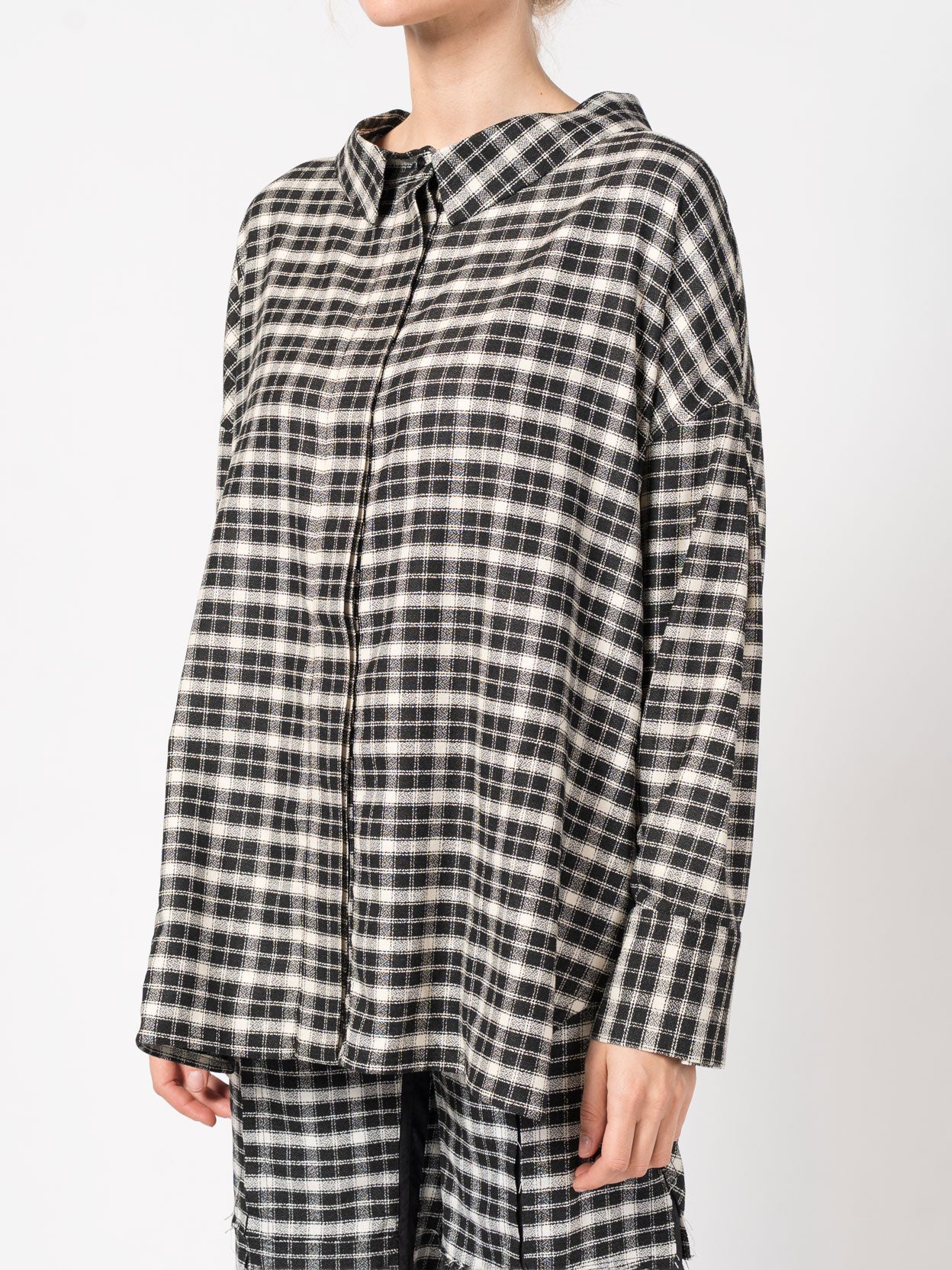 Oversized Plaid Cotton Shirt - INN7