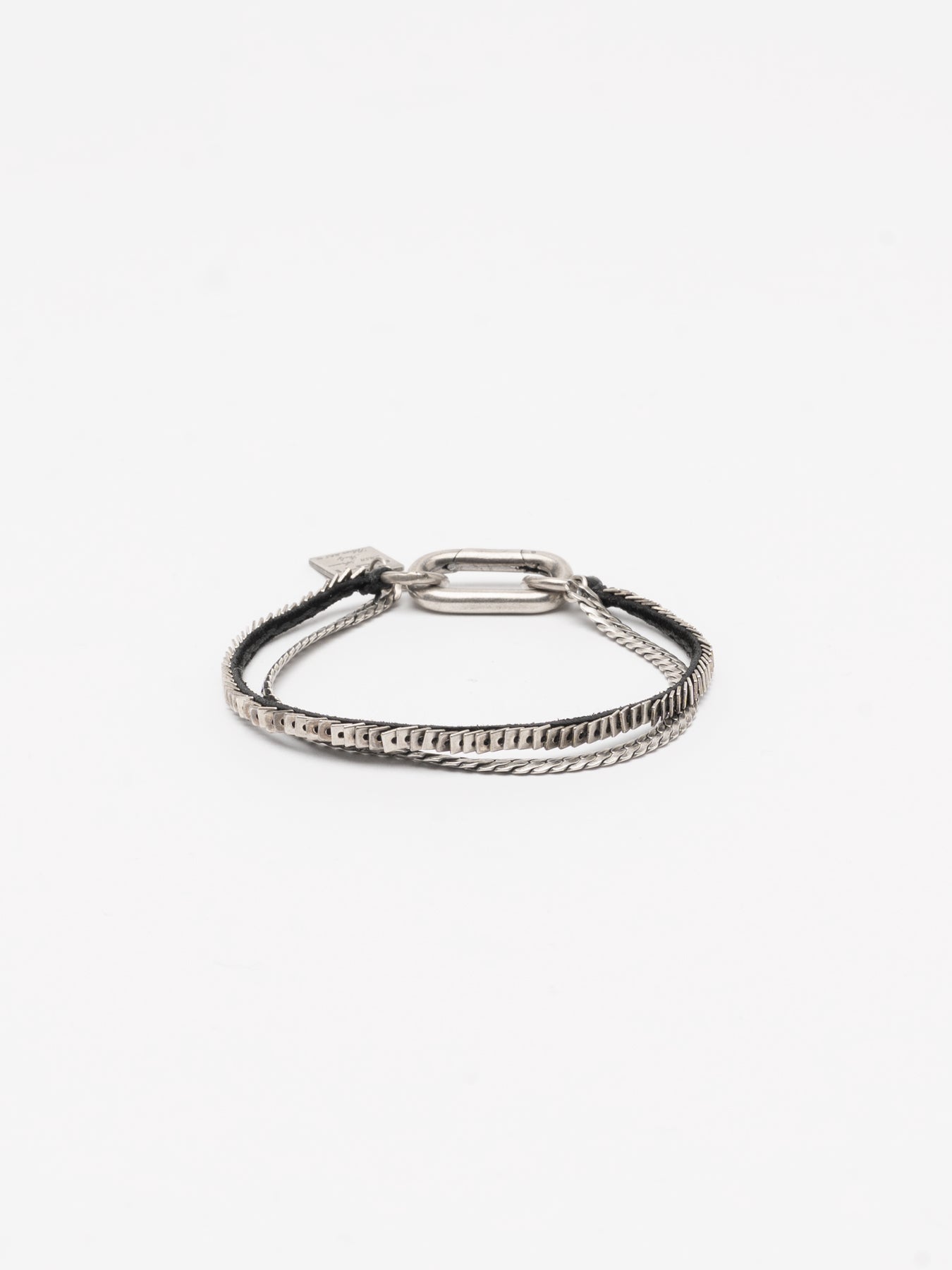 Silver and Leather Double Chain Bracelet - INN7