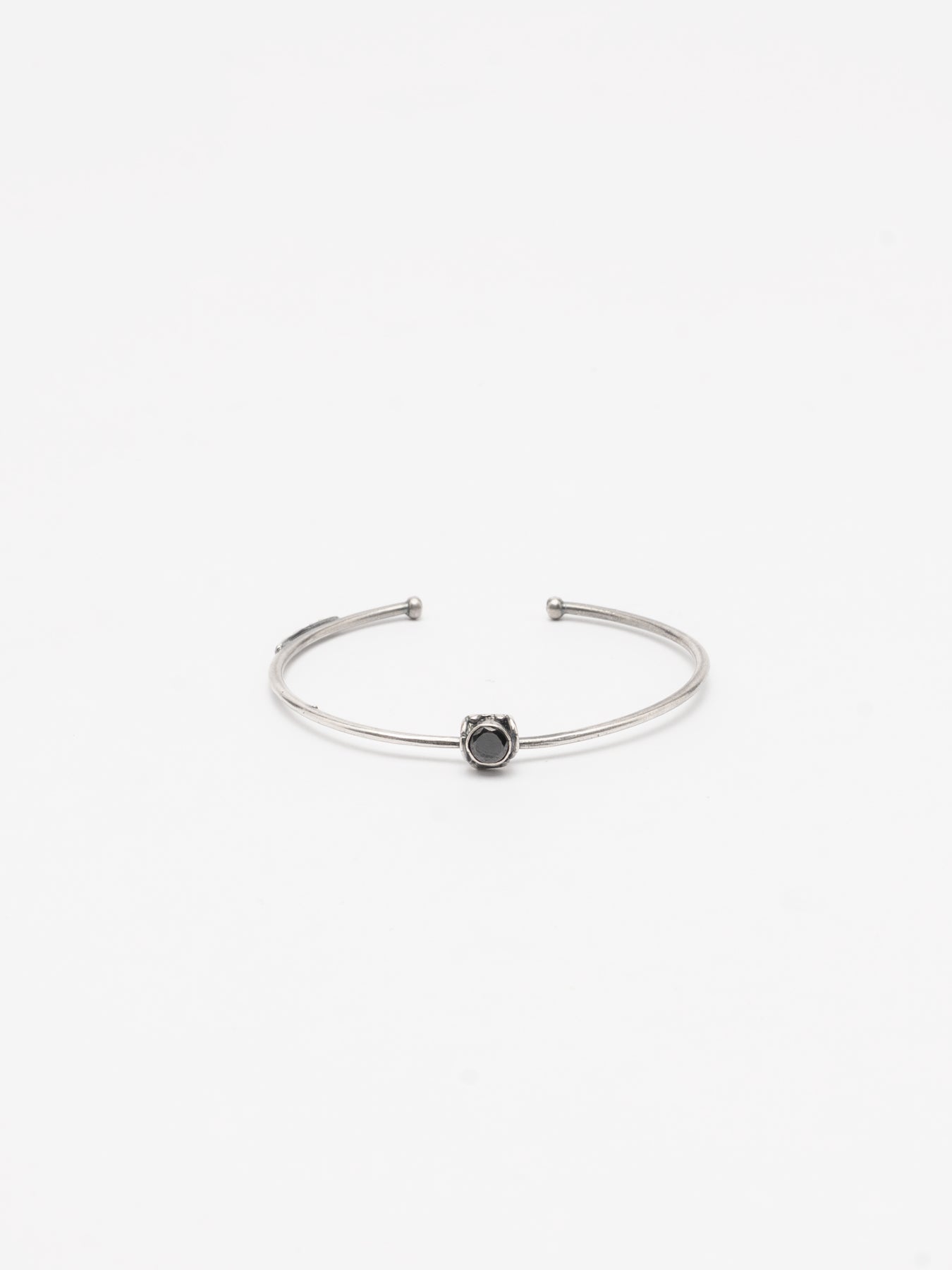 Silver Cuff Bracelet with Black Zircon - INN7