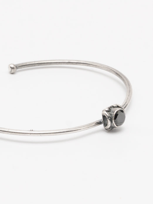 Silver Cuff Bracelet with Black Zircon - INN7