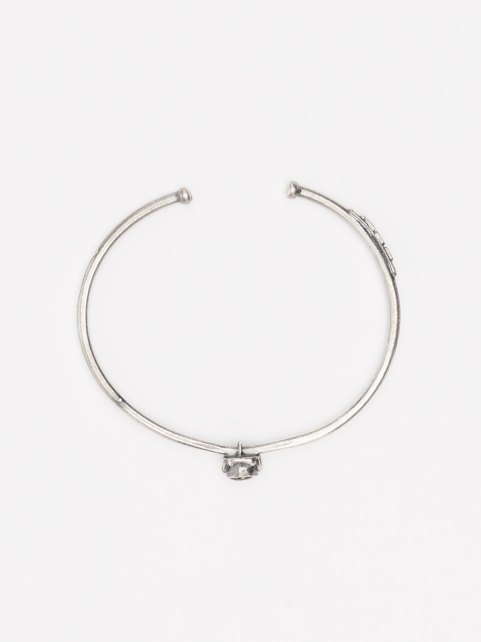 Silver Cuff Bracelet with Black Zircon - INN7