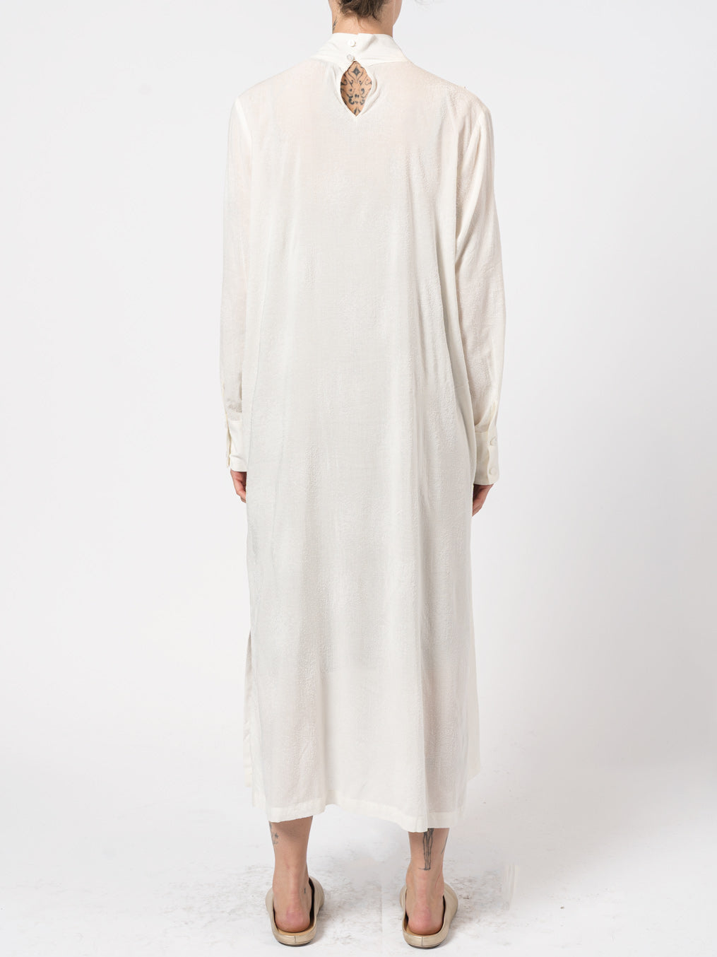 High-Neck Textured Long Dress