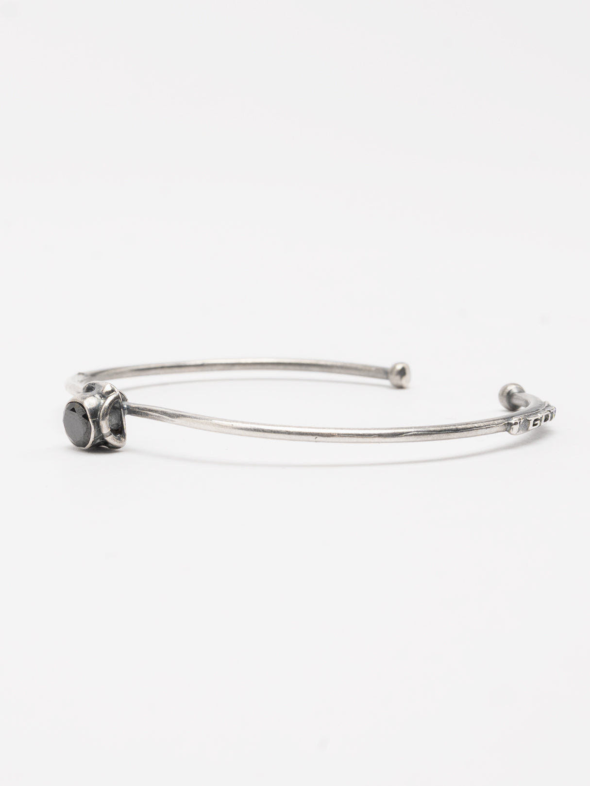 Silver Cuff Bracelet with Black Zircon - INN7