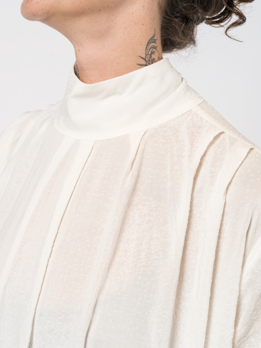 High-Neck Textured Long Dress - INN7