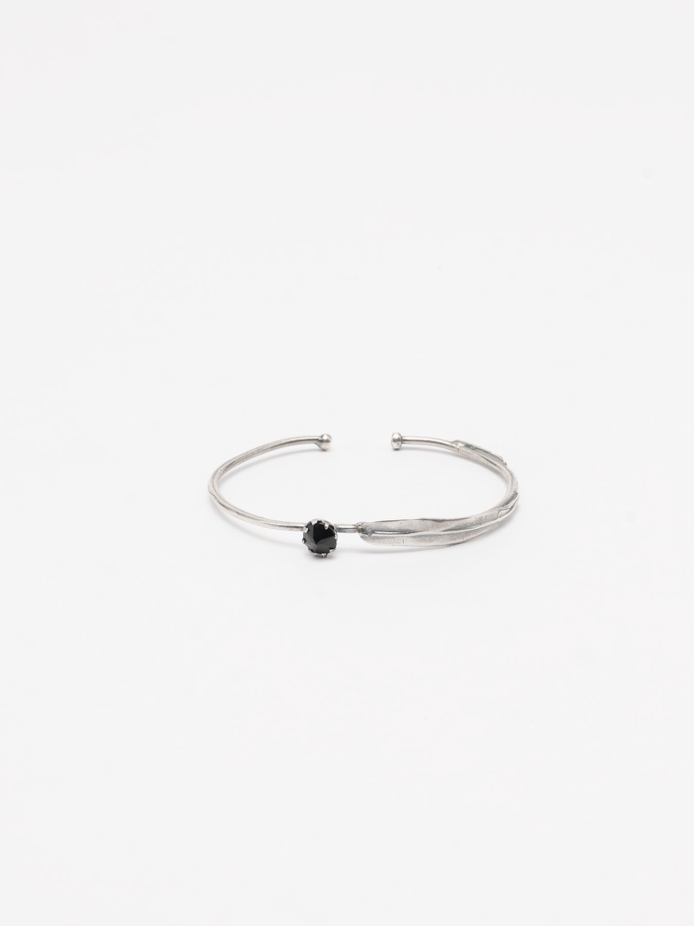 Silver Cuff Bracelet with Black Zircon - INN7