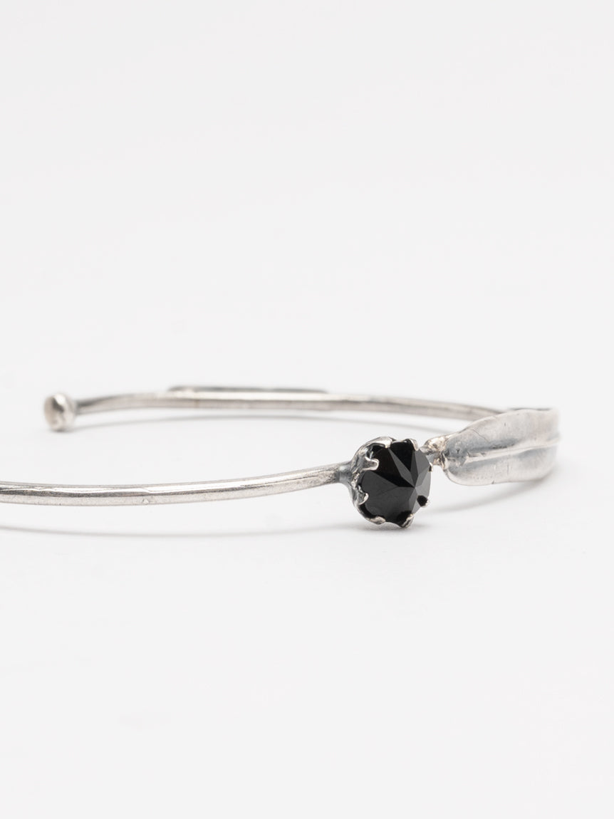 Silver Cuff Bracelet with Black Zircon - INN7
