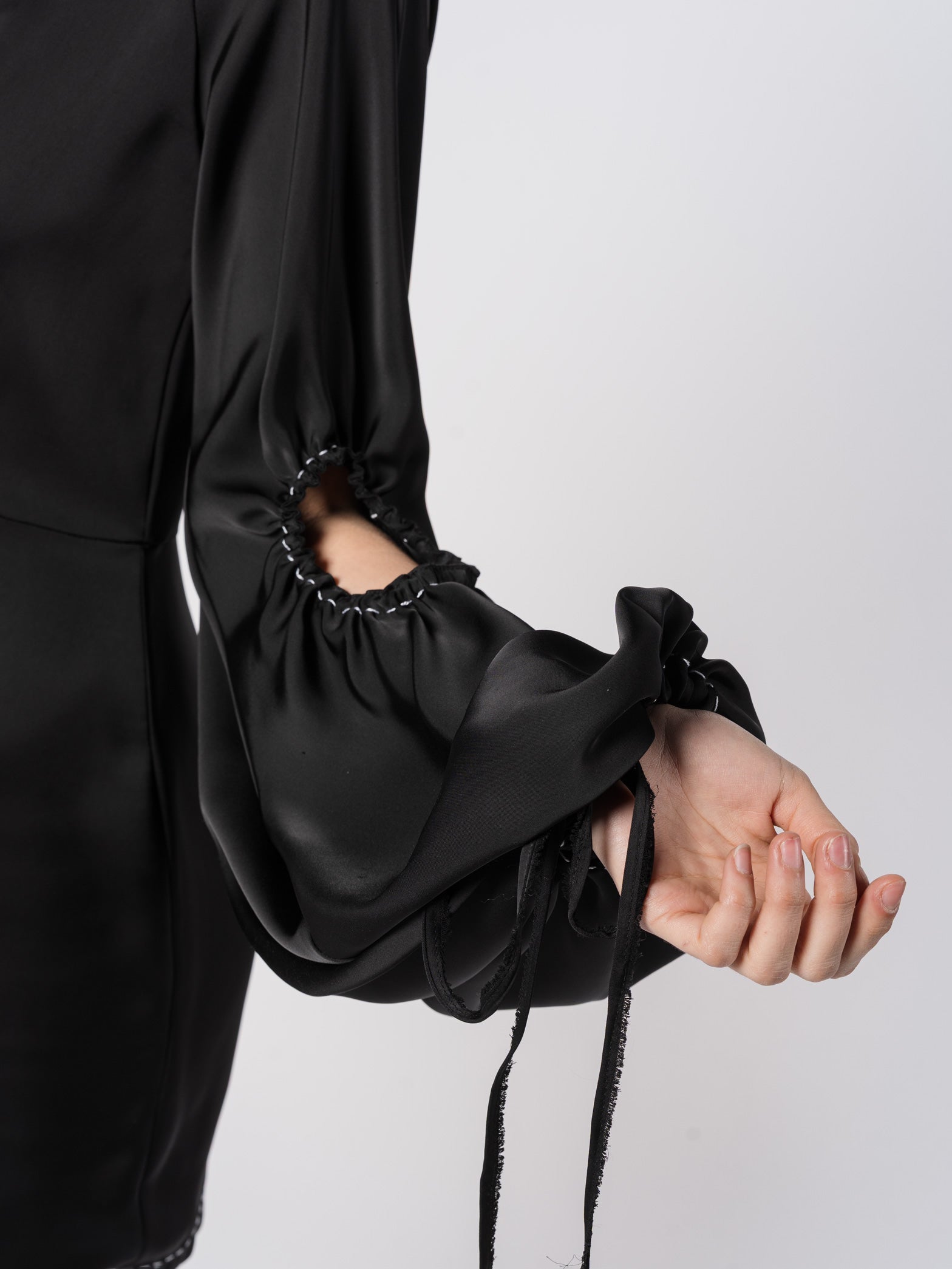 Puff-Sleeve Satin Mini Dress