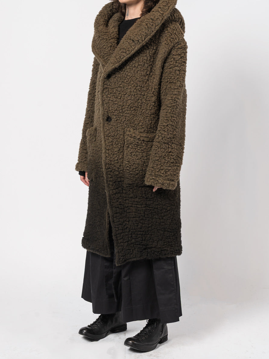 Wool-Blend Hooded Coat