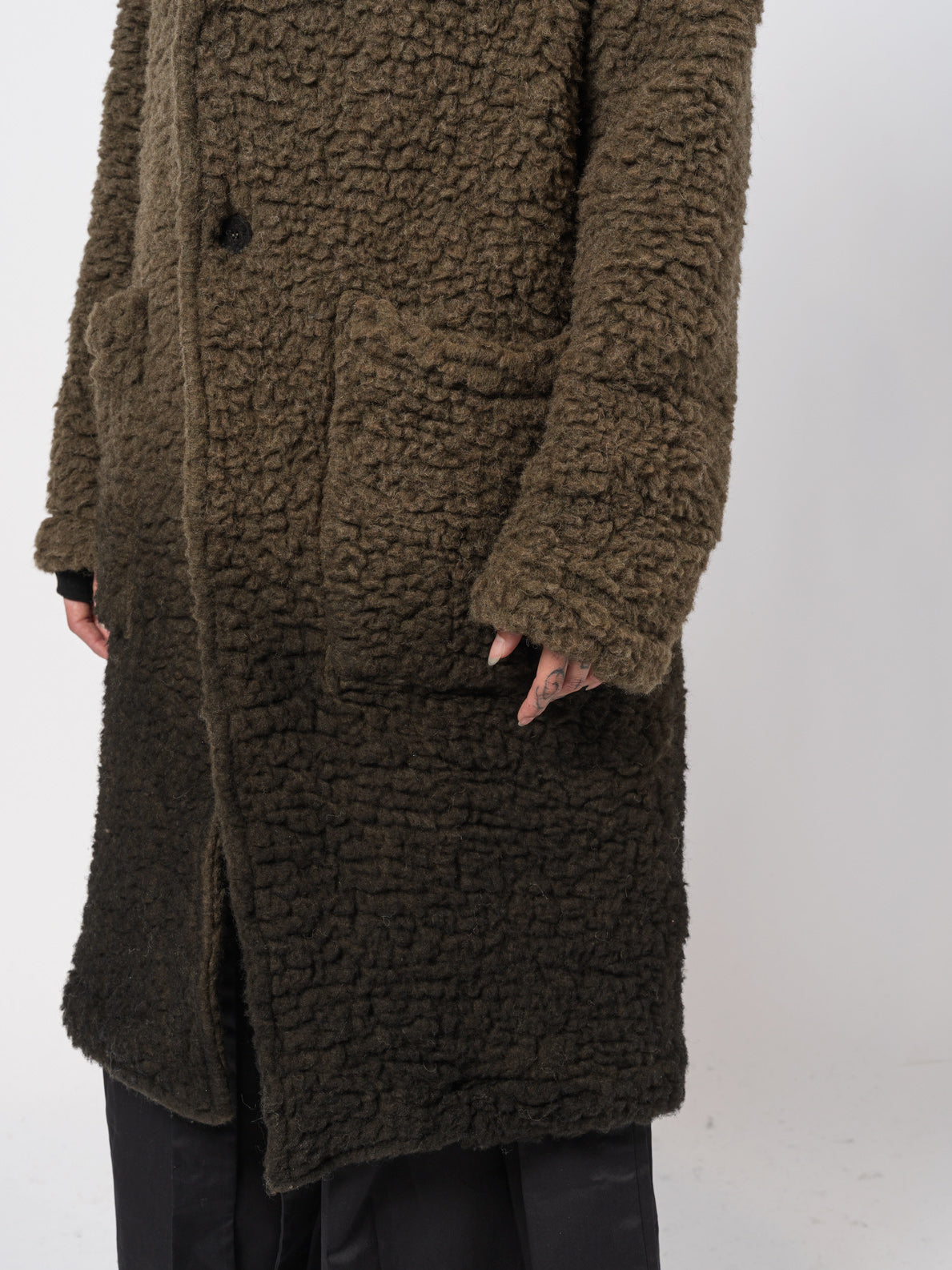 Wool-Blend Hooded Coat
