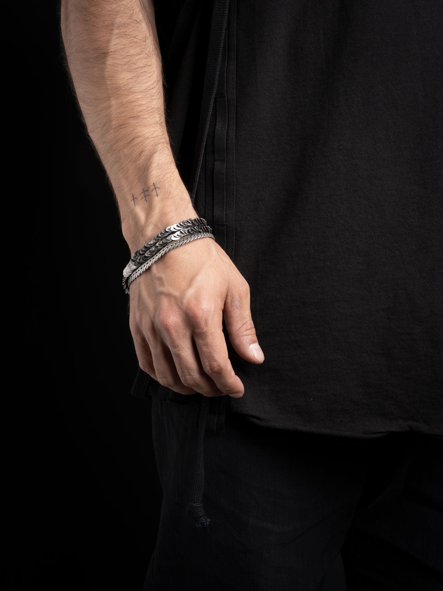 Layered Silver and Leather Bracelet - INN7