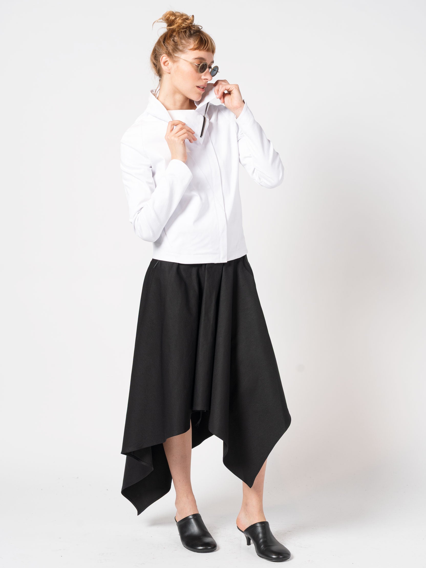 High-Neck Asymmetric Paneled Jacket - INN7