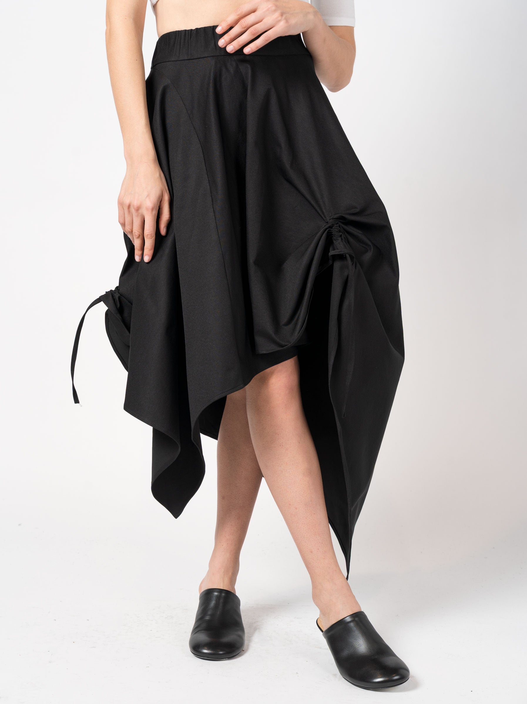 Asymmetric Adjustable Skirt with Elastic Waist - INN7