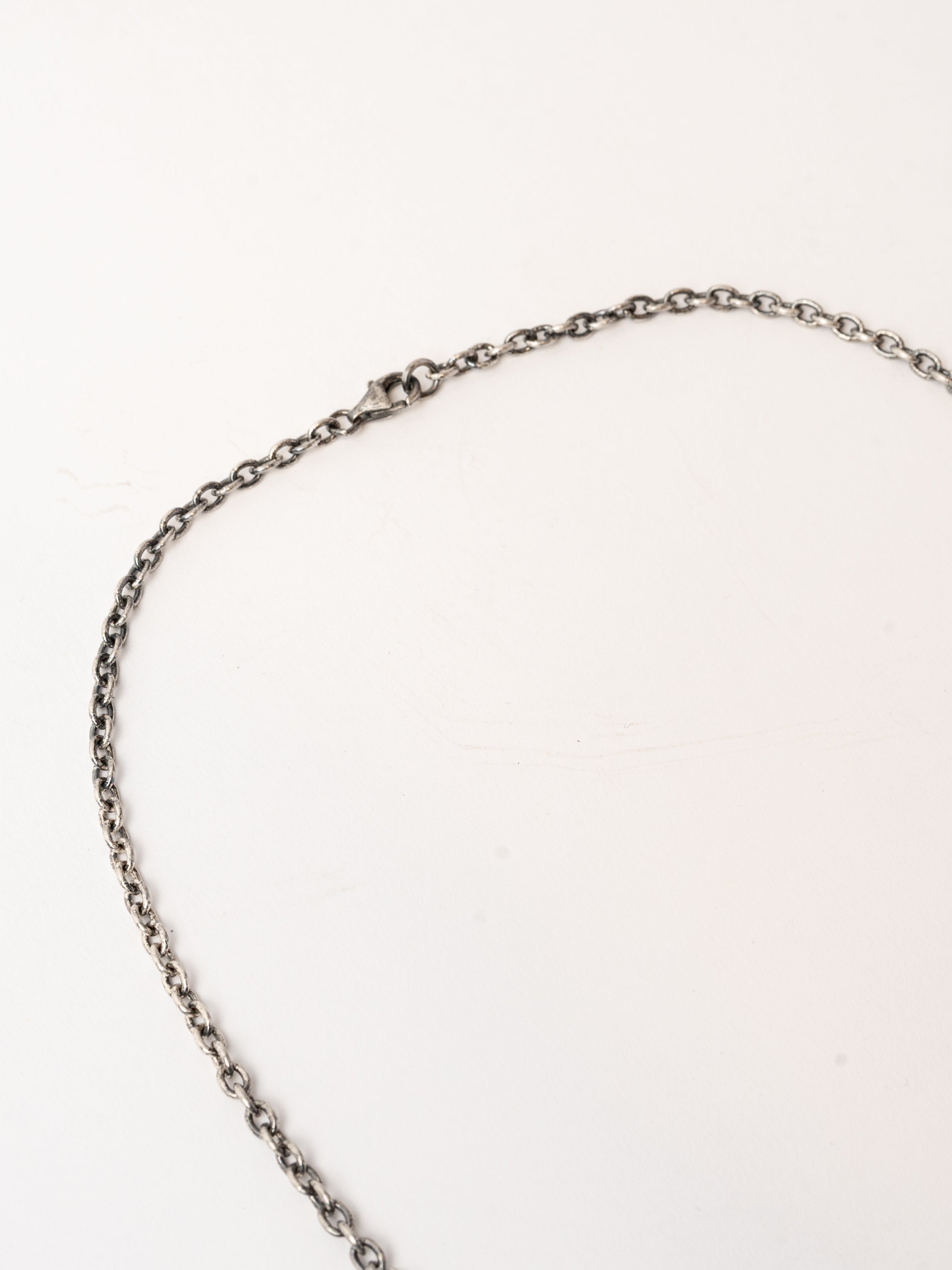 Sterling Silver Oval Pendant Necklace with Black Diamonds - INN7