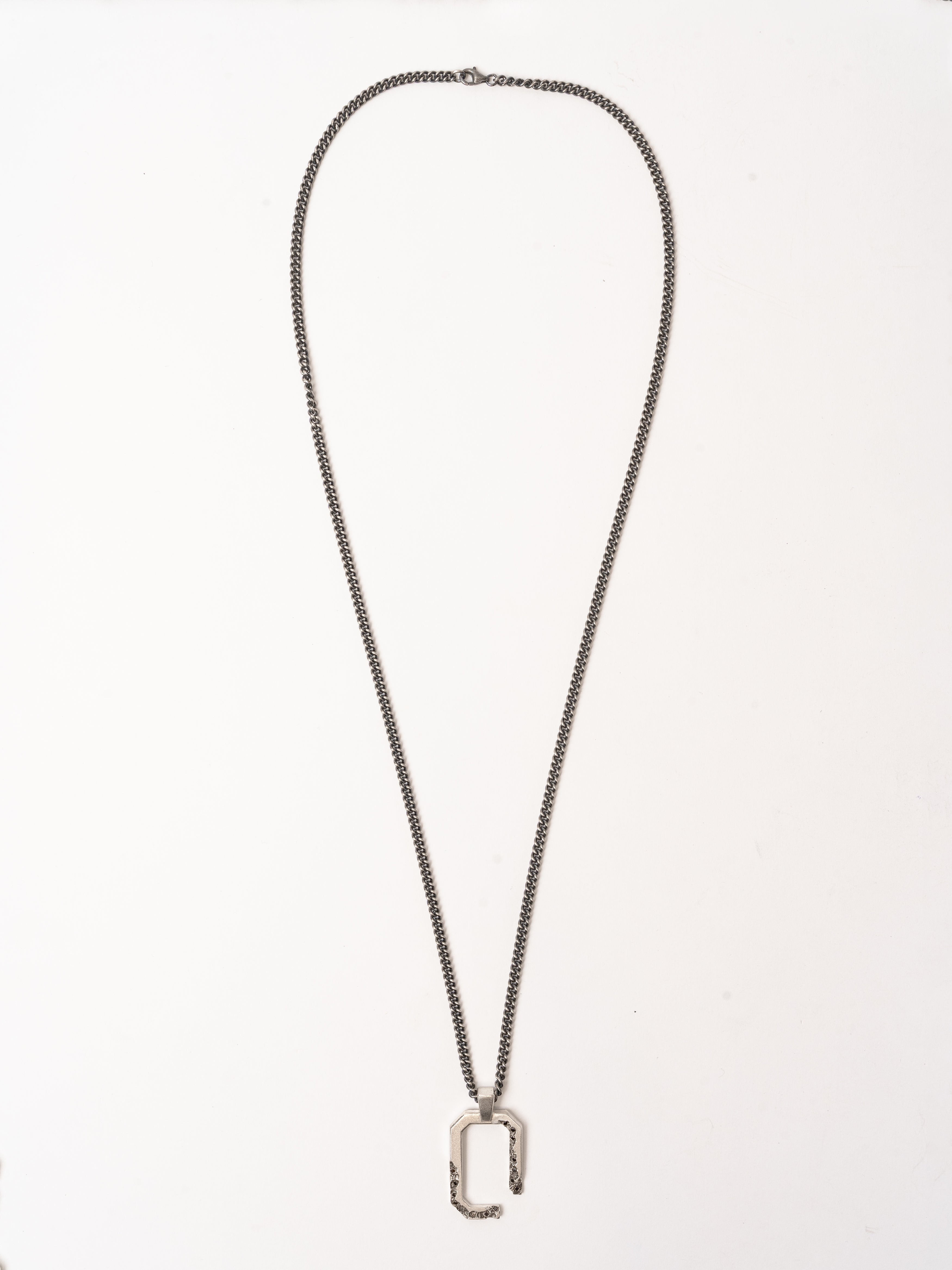 Geometric Pendant Necklace with Black Diamonds - INN7