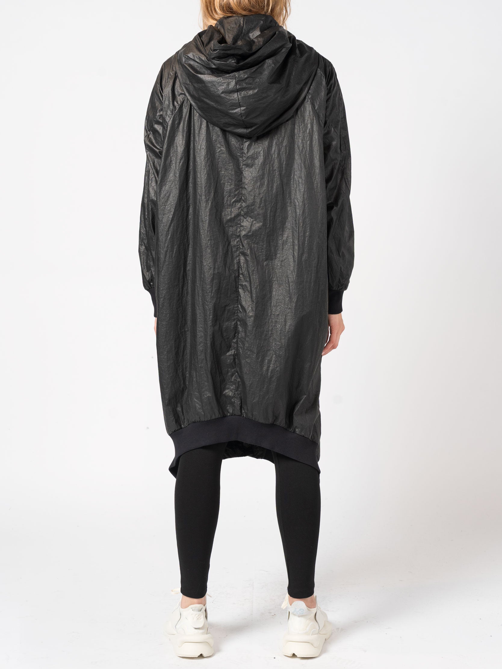 Lightweight Crinkle Nylon Coat with Hood - INN7