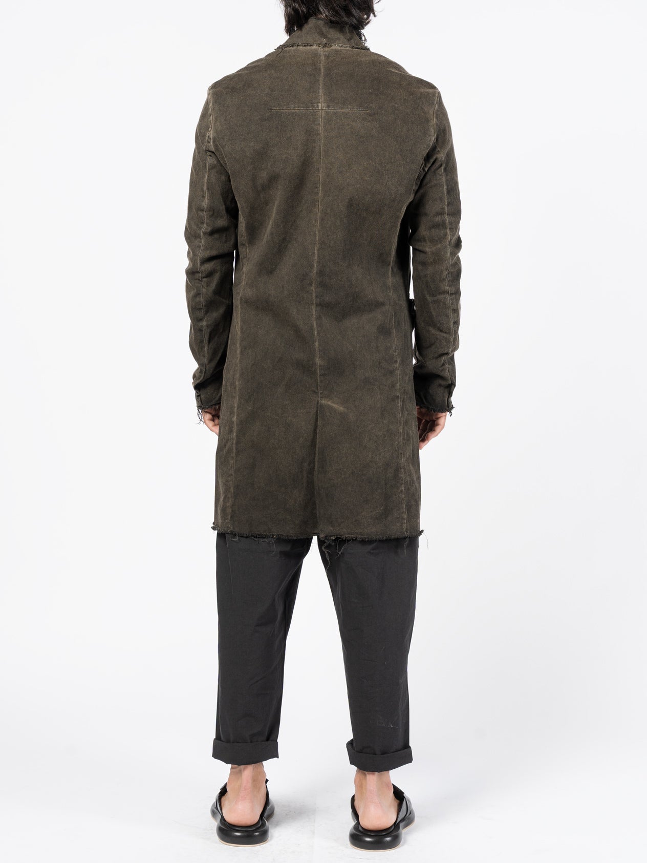 Washed Cotton Long Buttoned Coat - INN7