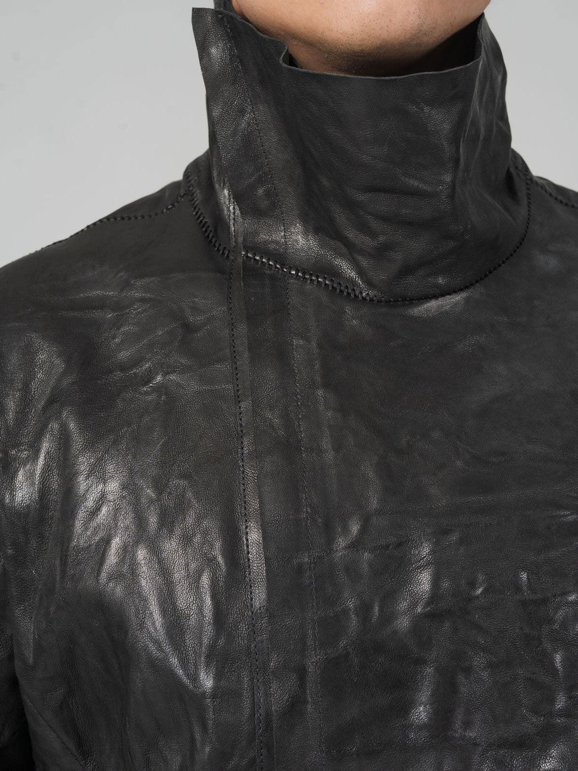 Leather High-Neck Jacket