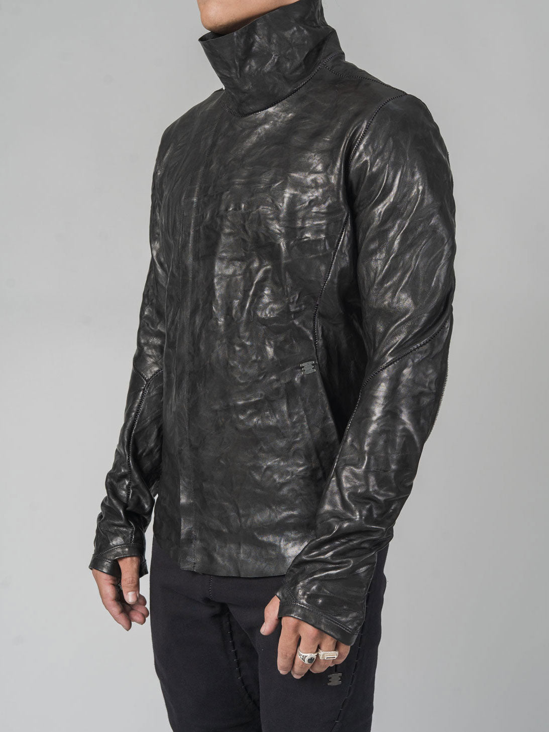 Leather High-Neck Jacket