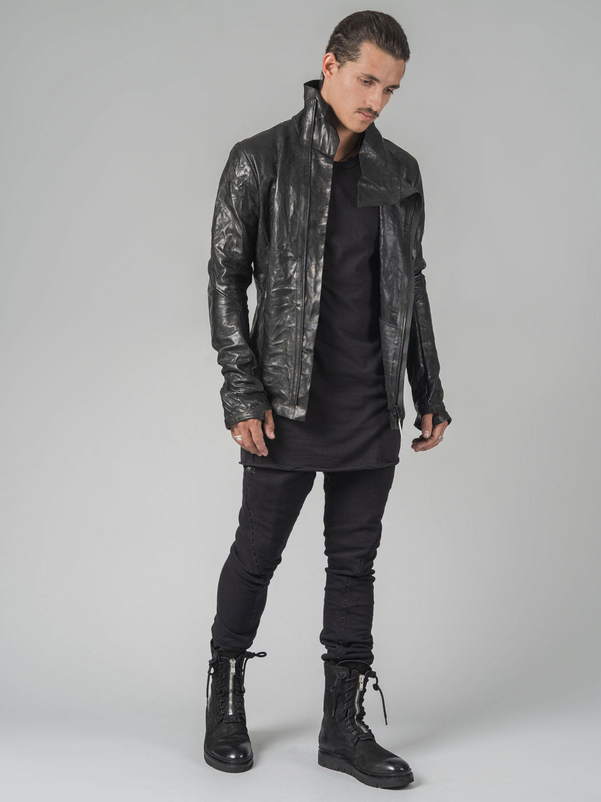 Leather High-Neck Jacket