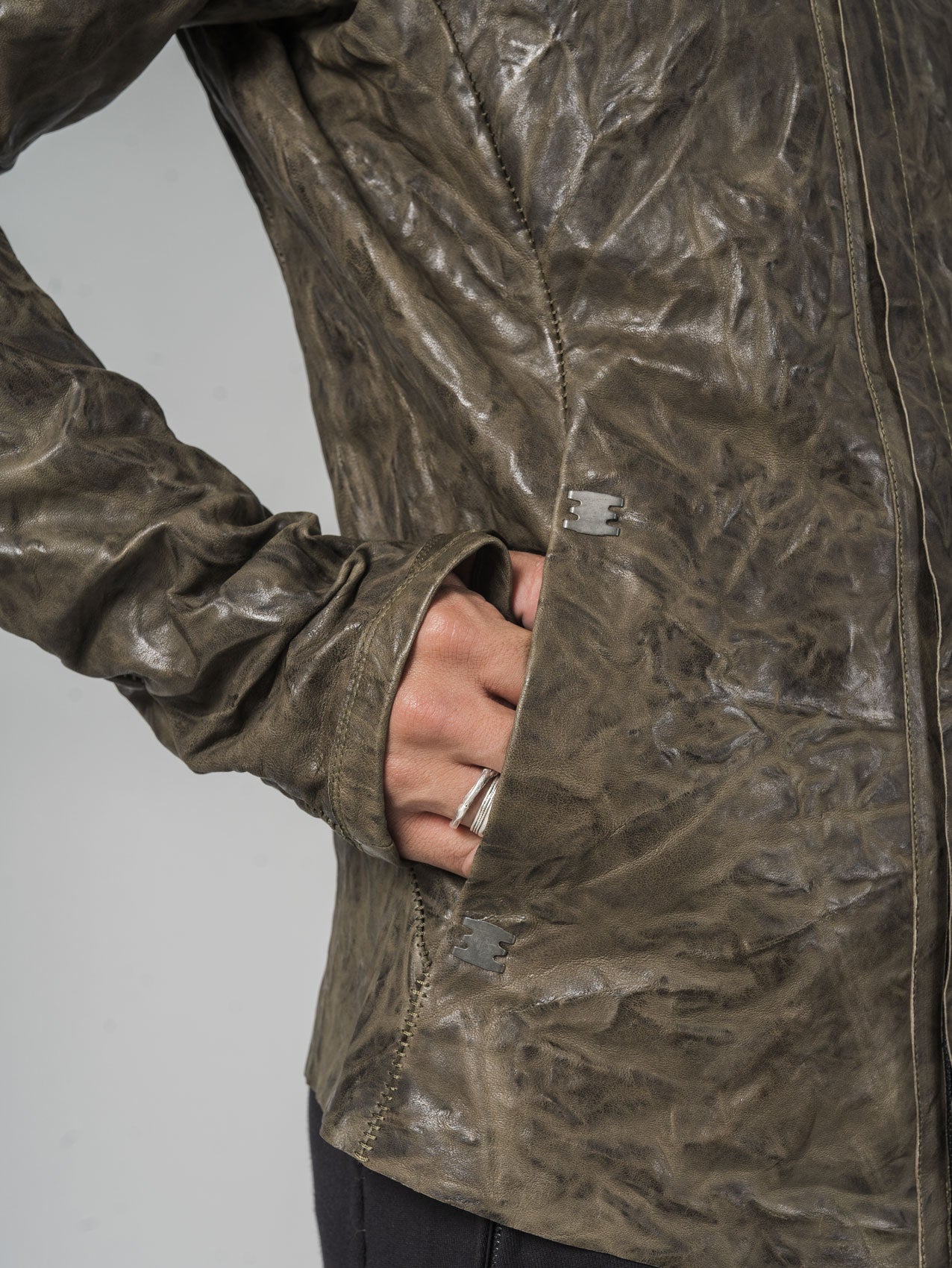 Leather High-Neck Jacket