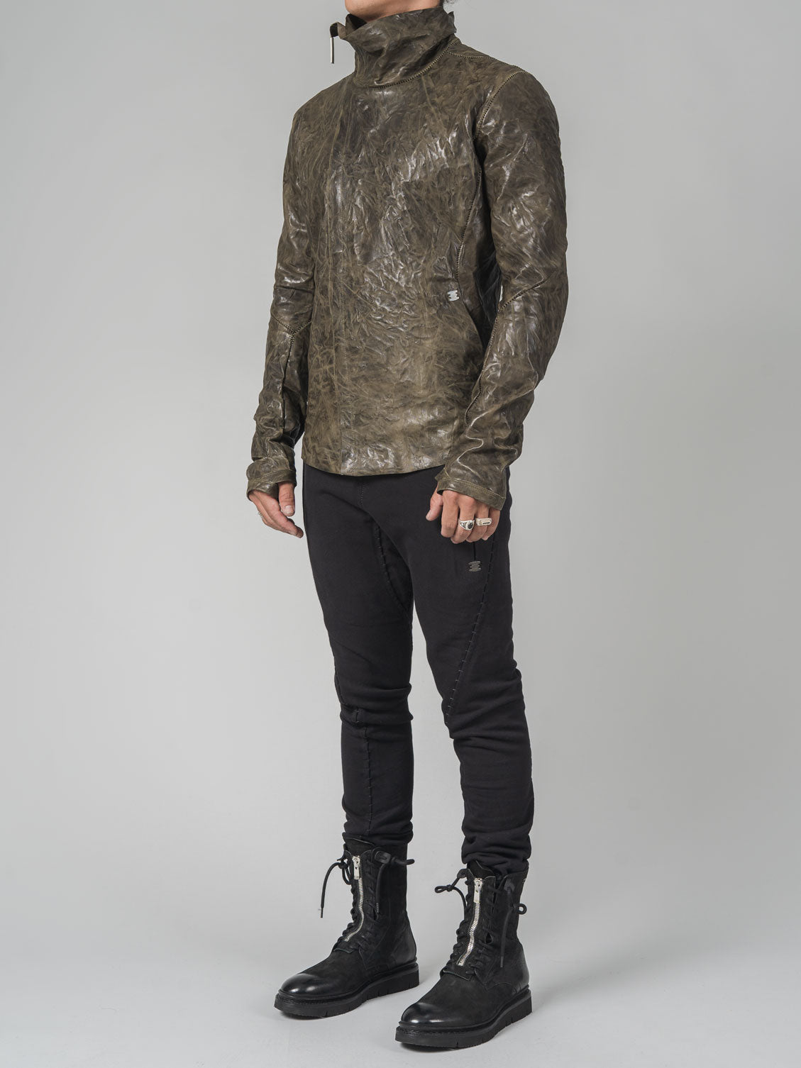 Leather High-Neck Jacket