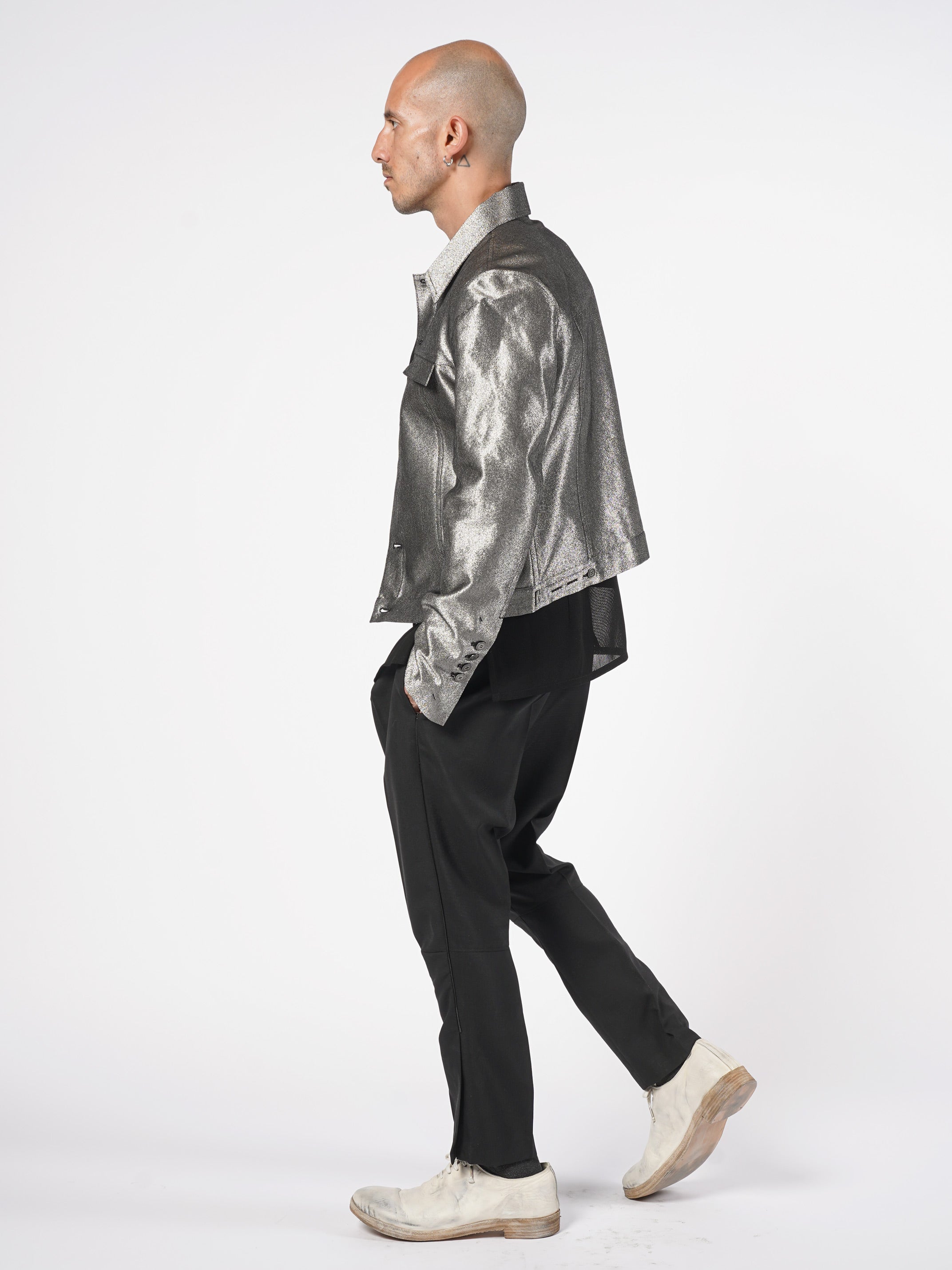 Metallic Finish Cropped Jacket - INN7