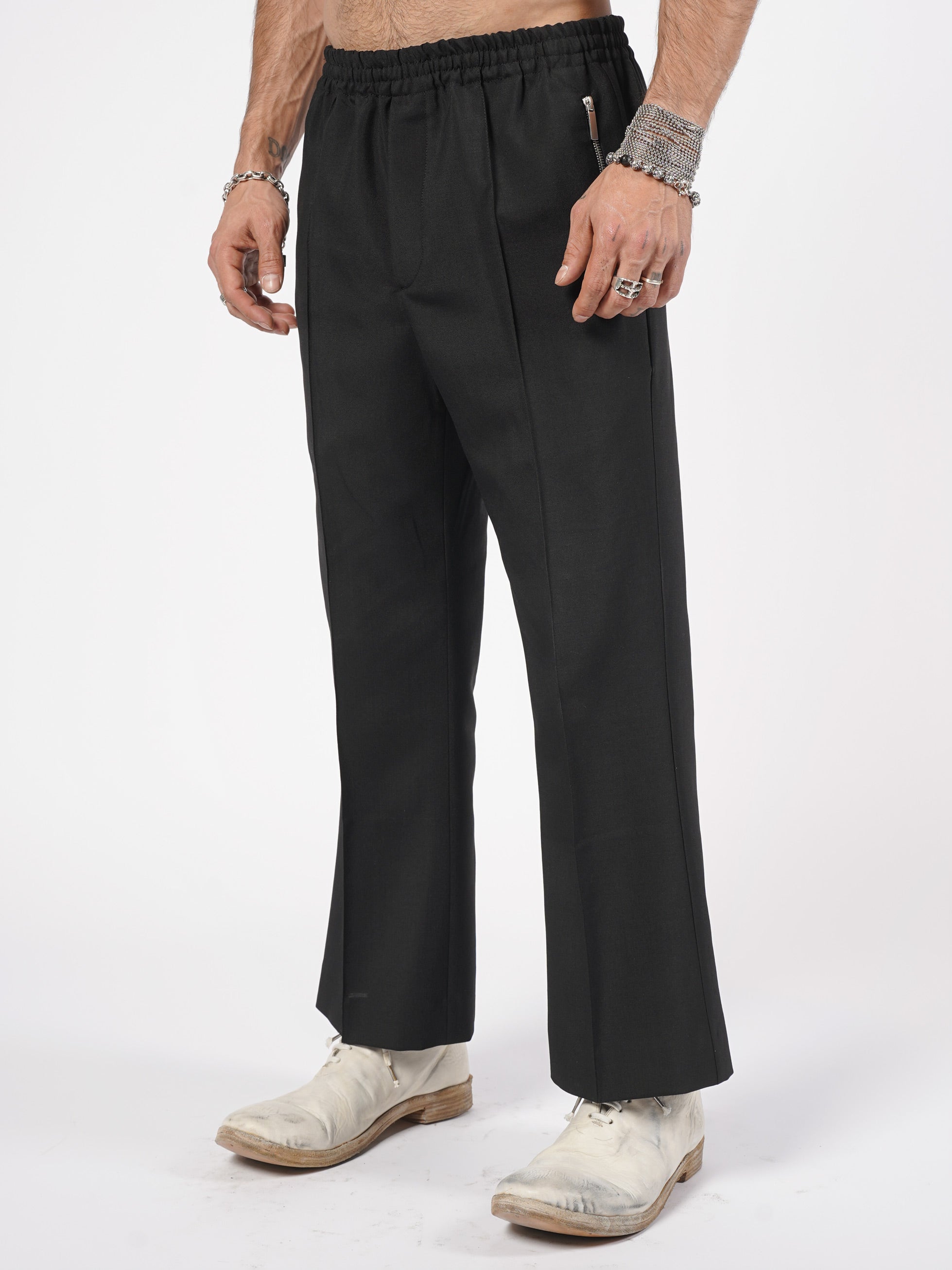 Elastic Waist Wool-Mohair Trousers - INN7