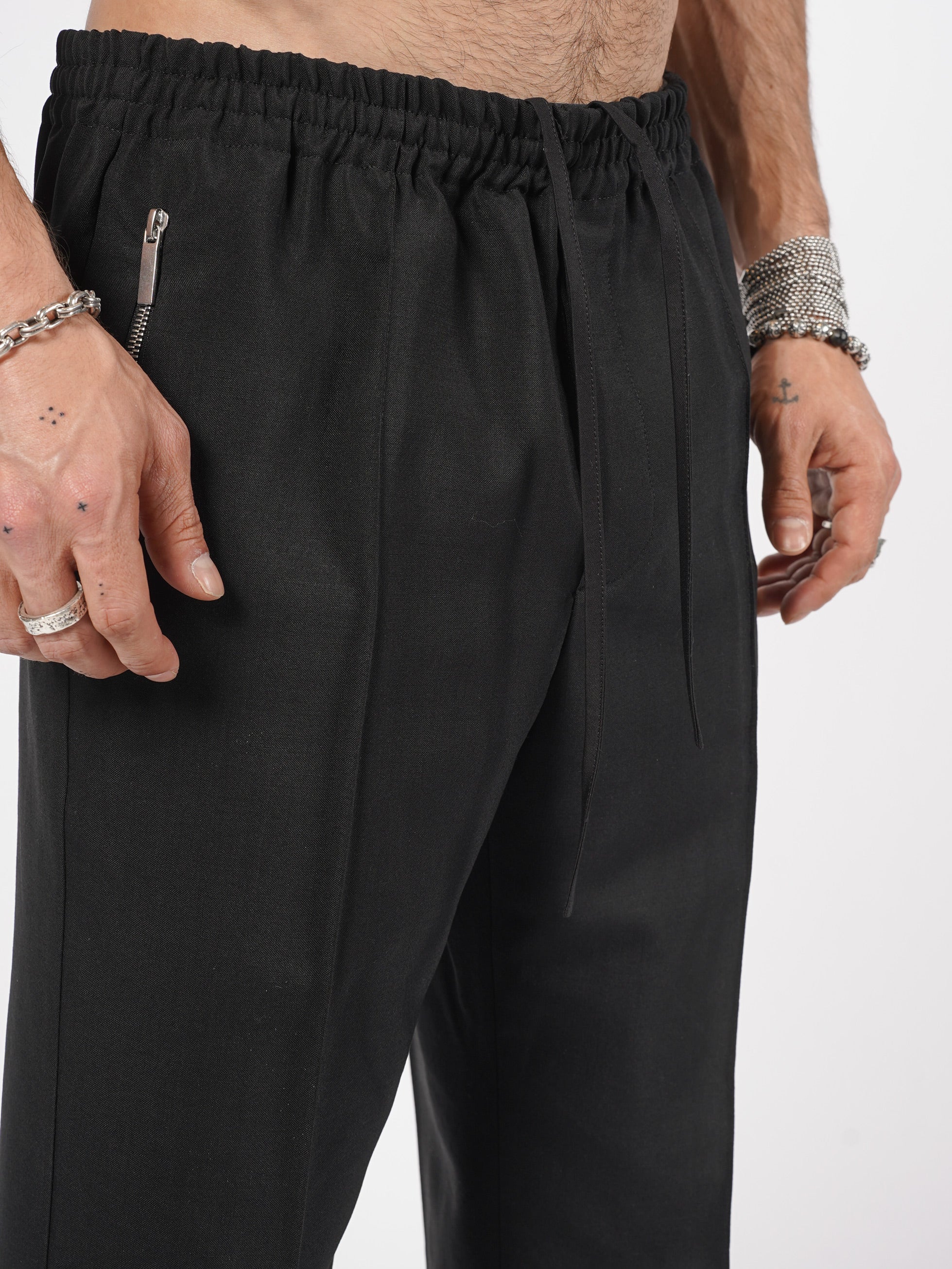 Elastic Waist Wool-Mohair Trousers - INN7